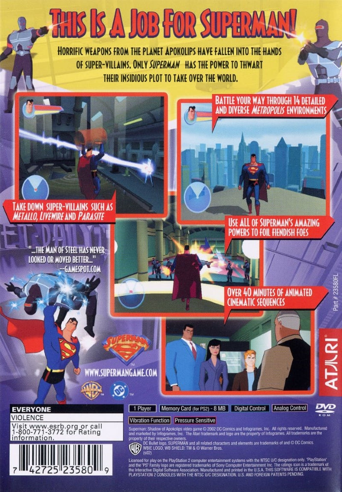 Superman: Shadow of Apokolips PS2 - Video Game - Used - CaveGamers - Image 2