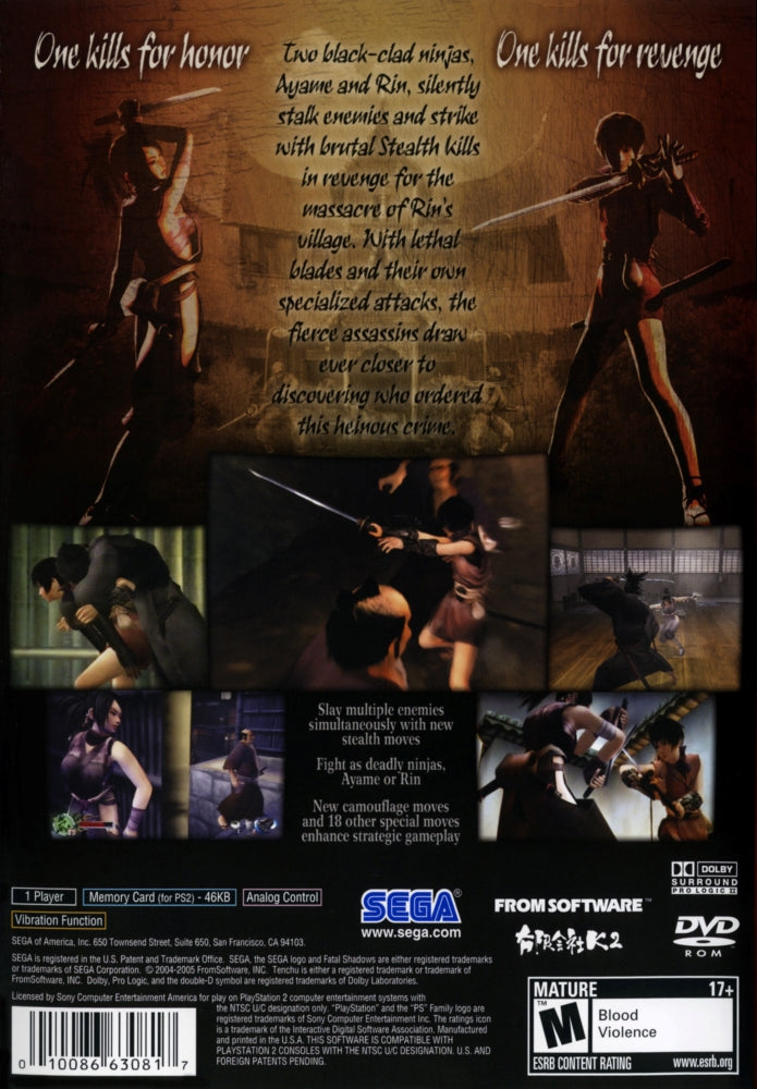 Tenchu Fatal Shadows PS2 - Video Game - Used - CaveGamers - Image 2