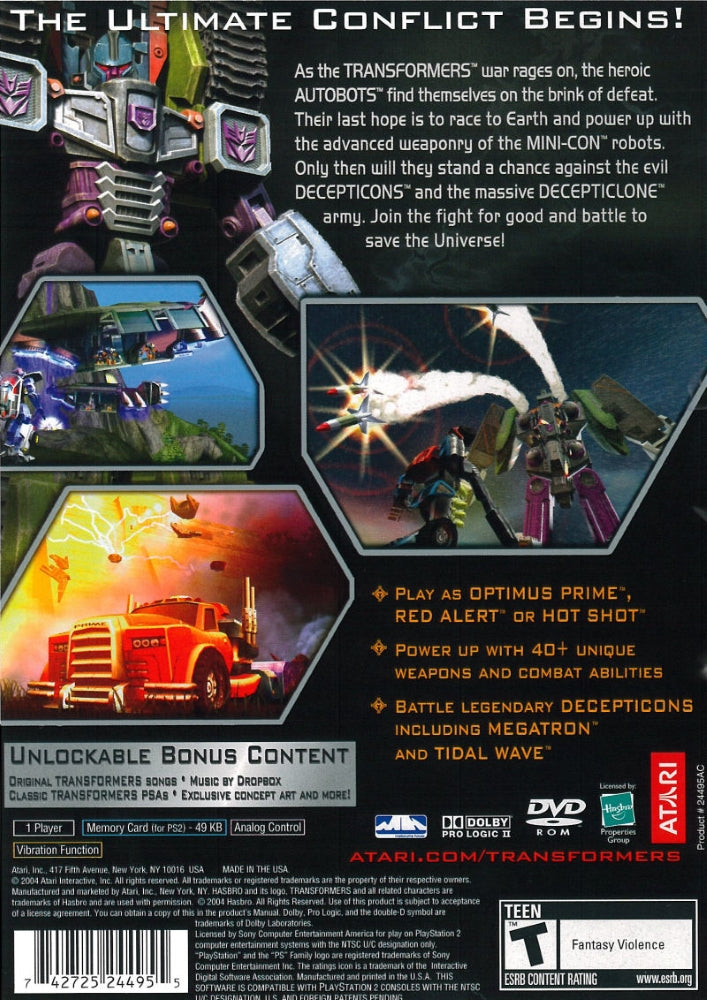 Transformers PS2 - Video Game - Used - CaveGamers - Image 2