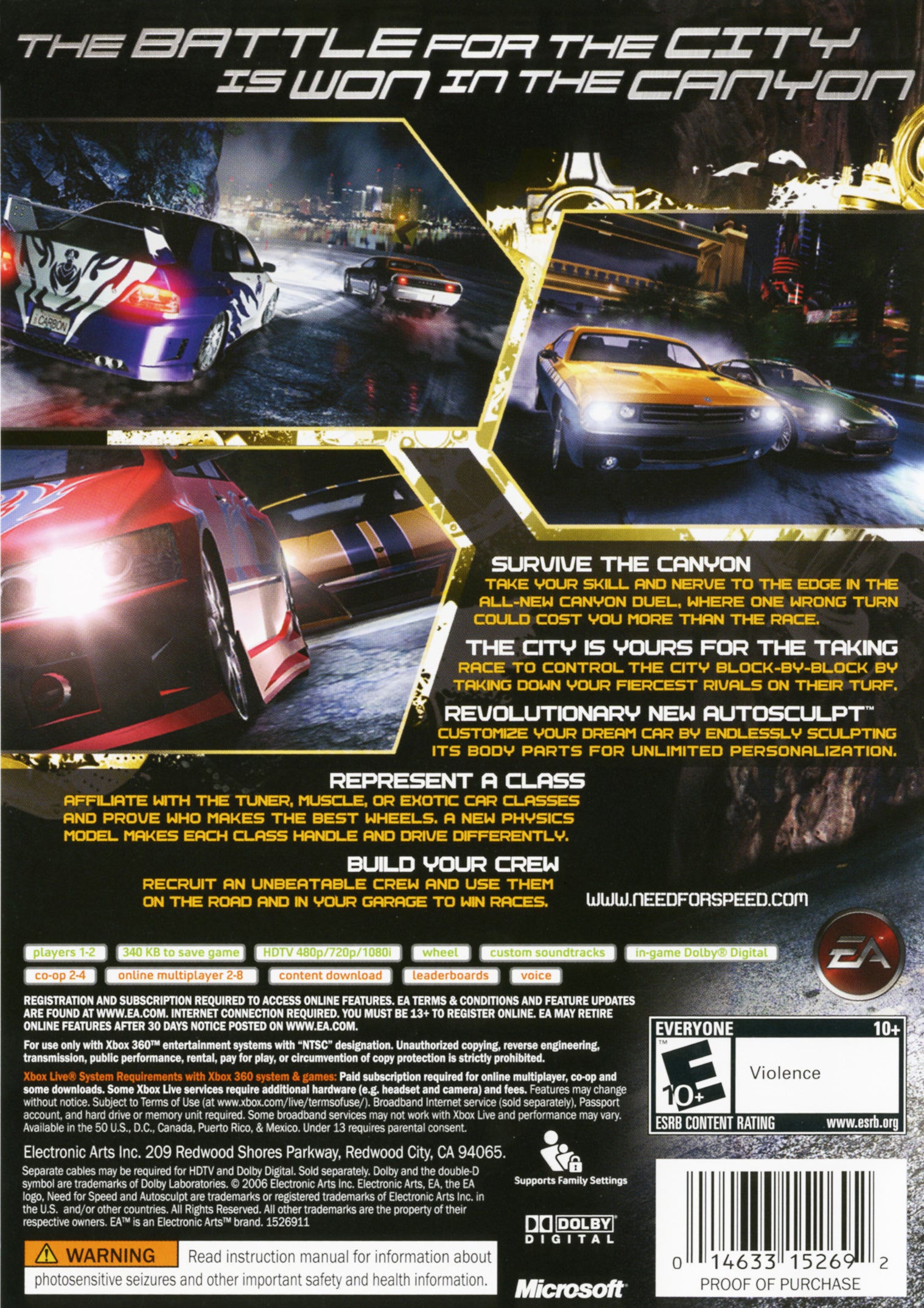 Need for Speed Carbon Xbox 360 - Video Game - Used - CaveGamers - Image 2