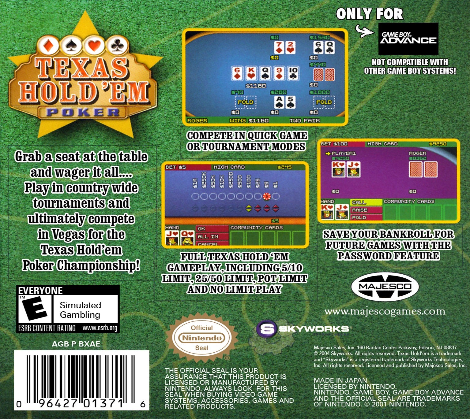 Texas Hold 'em Poker Game Boy Advance - Video Game - Used - CaveGamers - Image 2