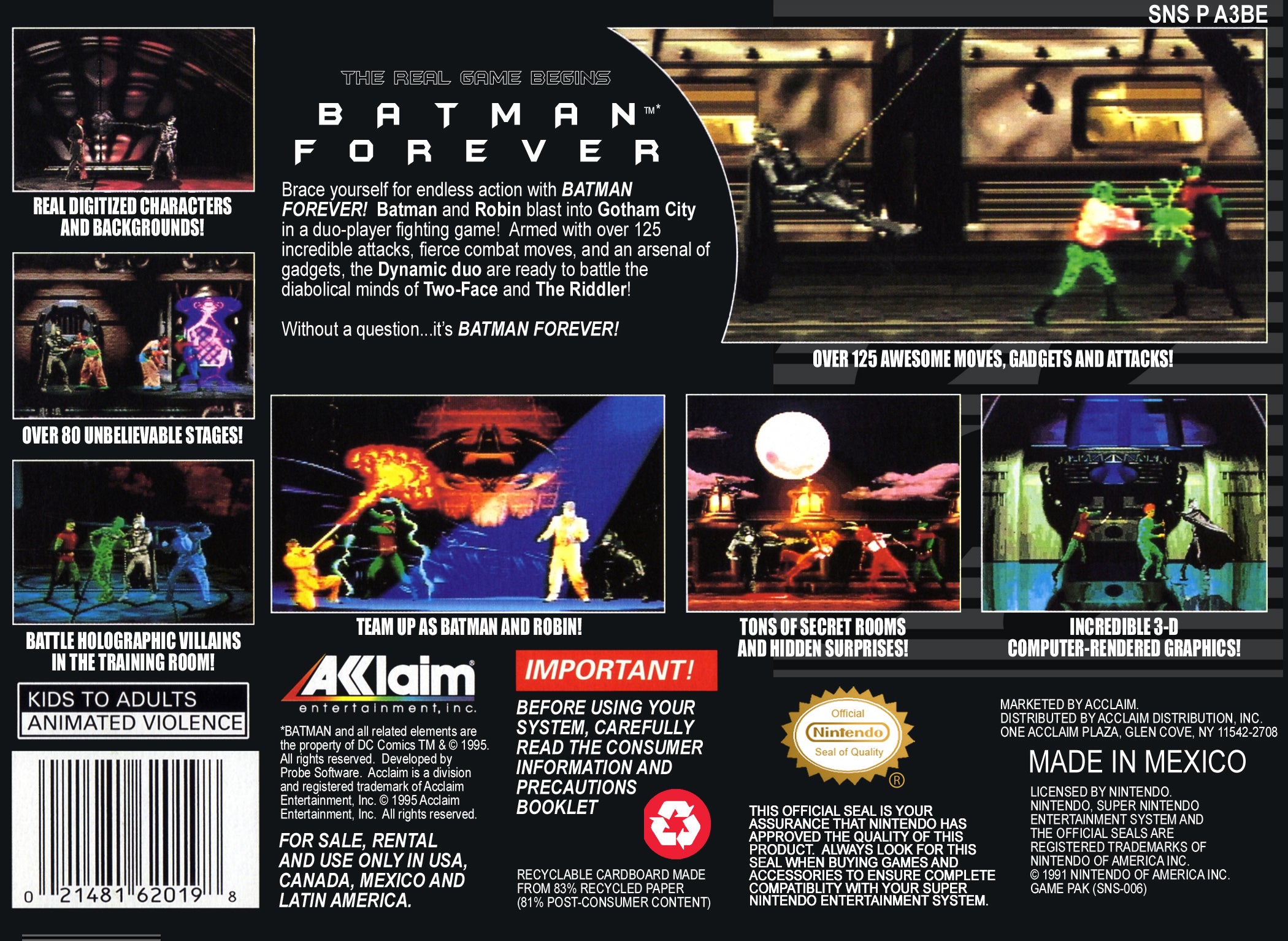 Batman Forever SNES - Video Game - Used - CaveGamers - Image 2