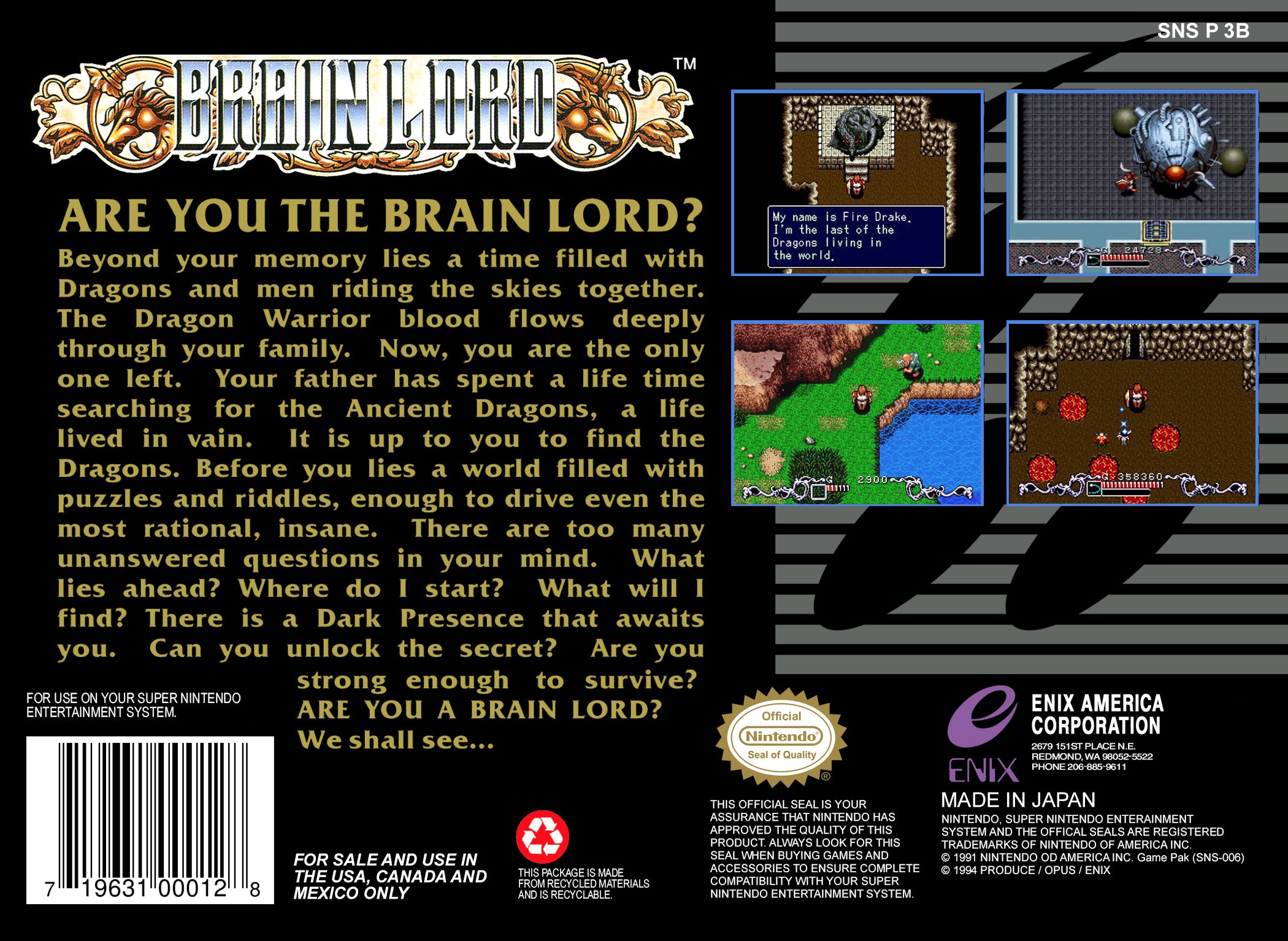 Brain Lord SNES - Video Game - Used - CaveGamers - Image 2