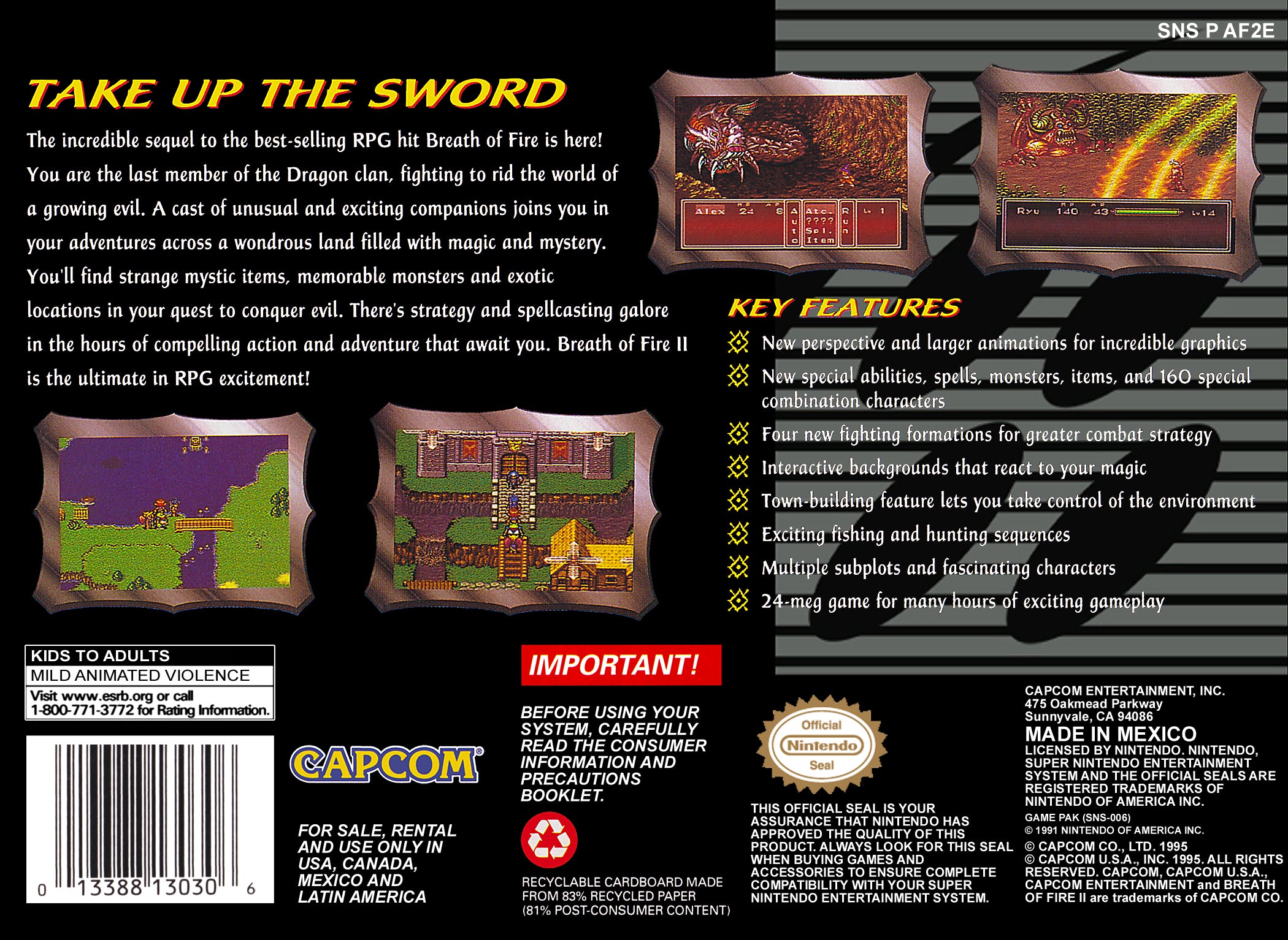 Breath of Fire II SNES - Video Game - Used - CaveGamers - Image 2