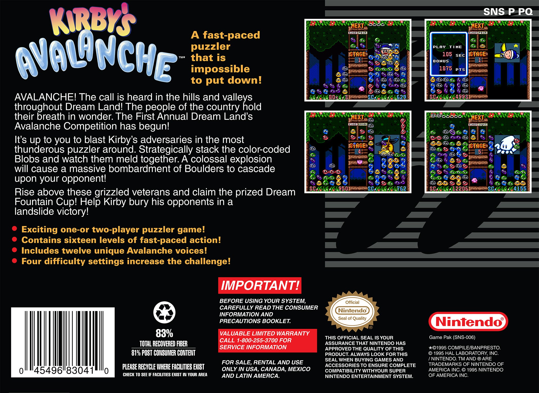 Kirby's Avalanche SNES - Video Game - Used - CaveGamers - Image 2