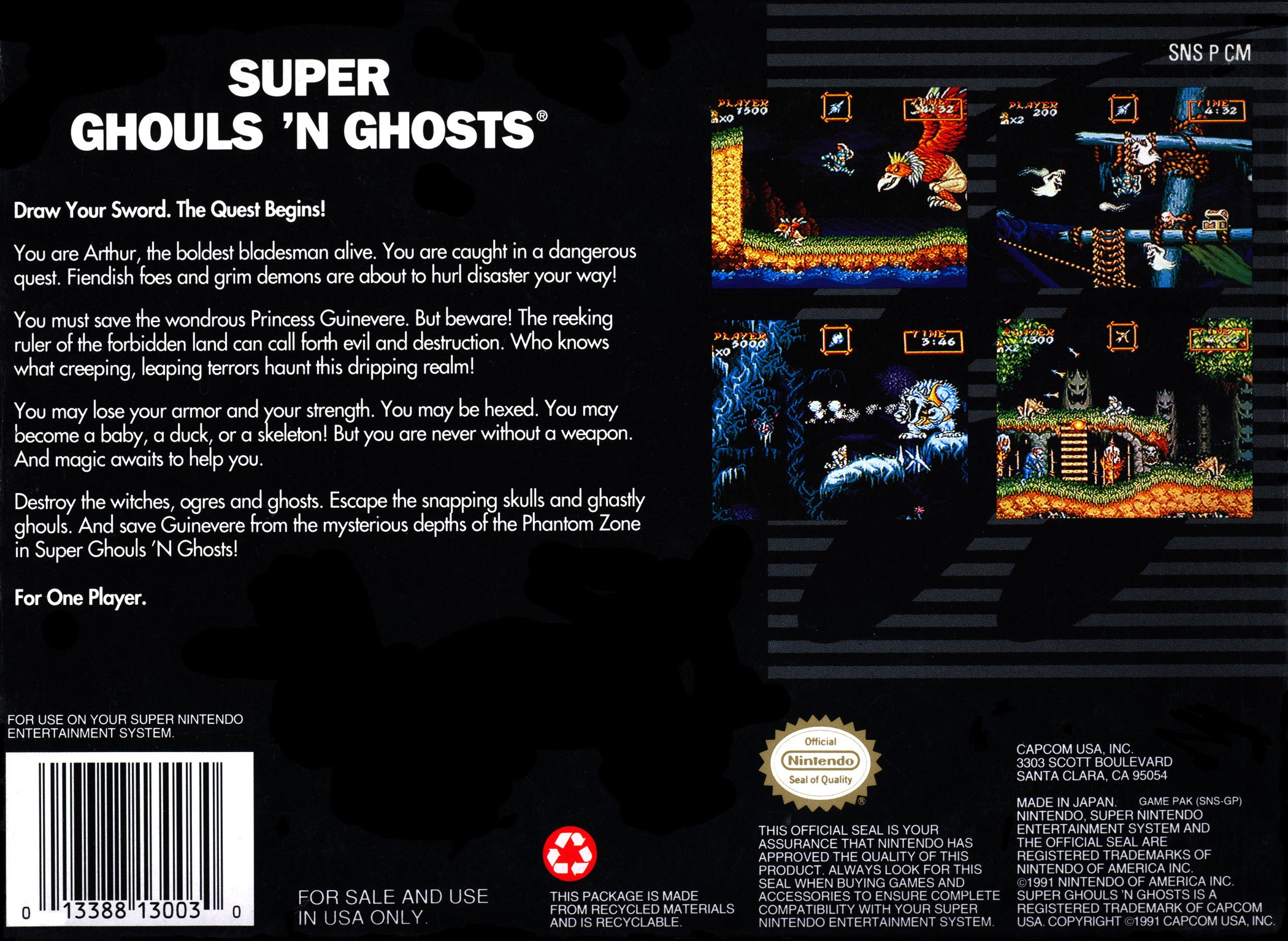 Super Ghouls 'N Ghosts SNES - Video Game - Used - CaveGamers - Image 2
