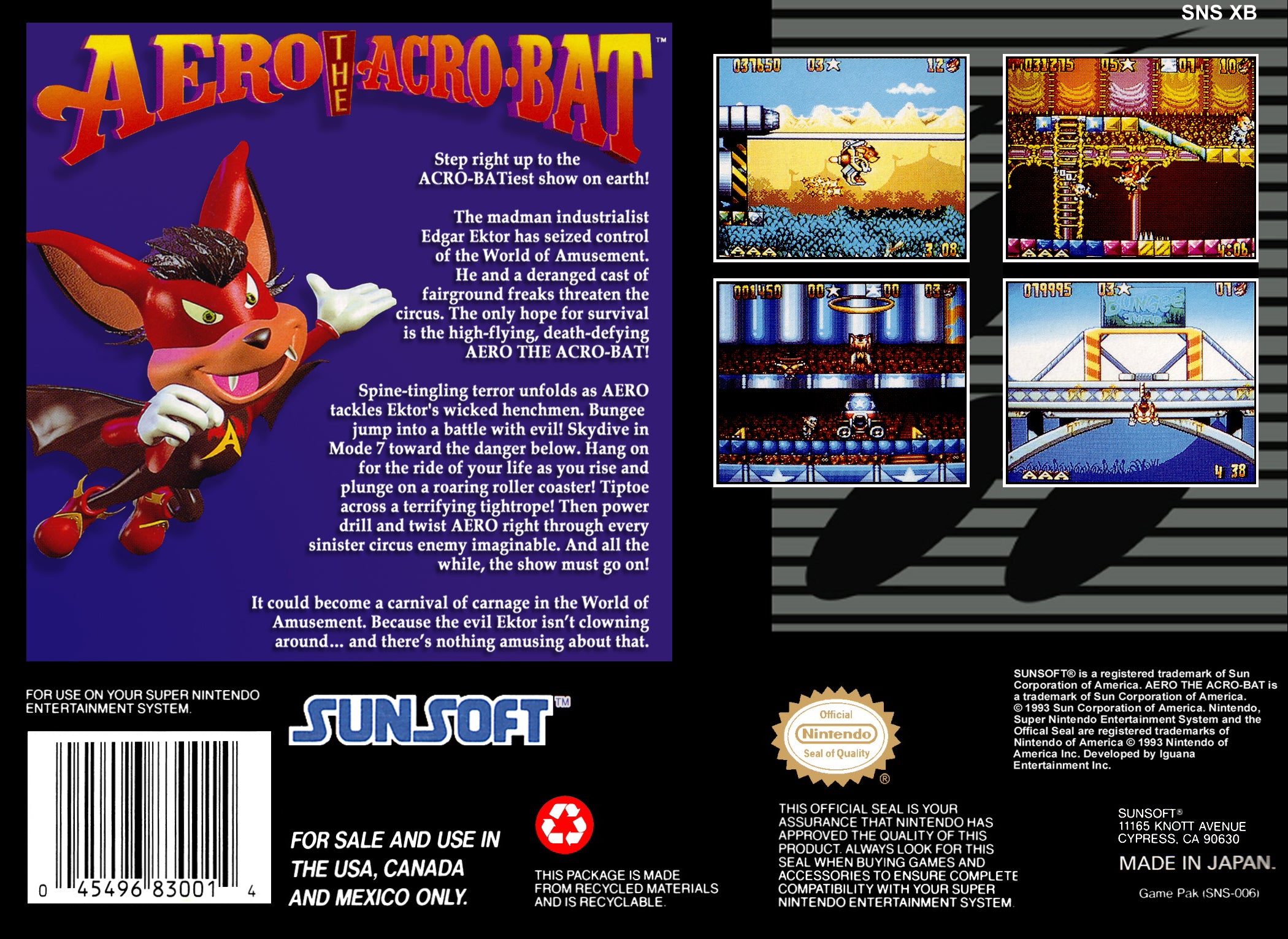 Aero the Acro-Bat SNES - Video Game - Used - CaveGamers - Image 2