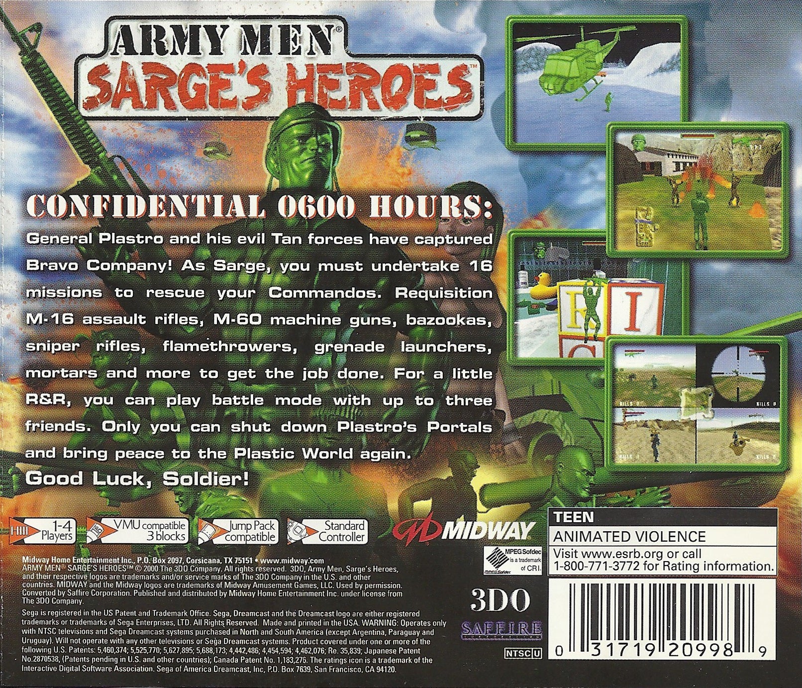 Army Men Sarge's Heroes DreamCast - Video Game - Used - CaveGamers - Image 2