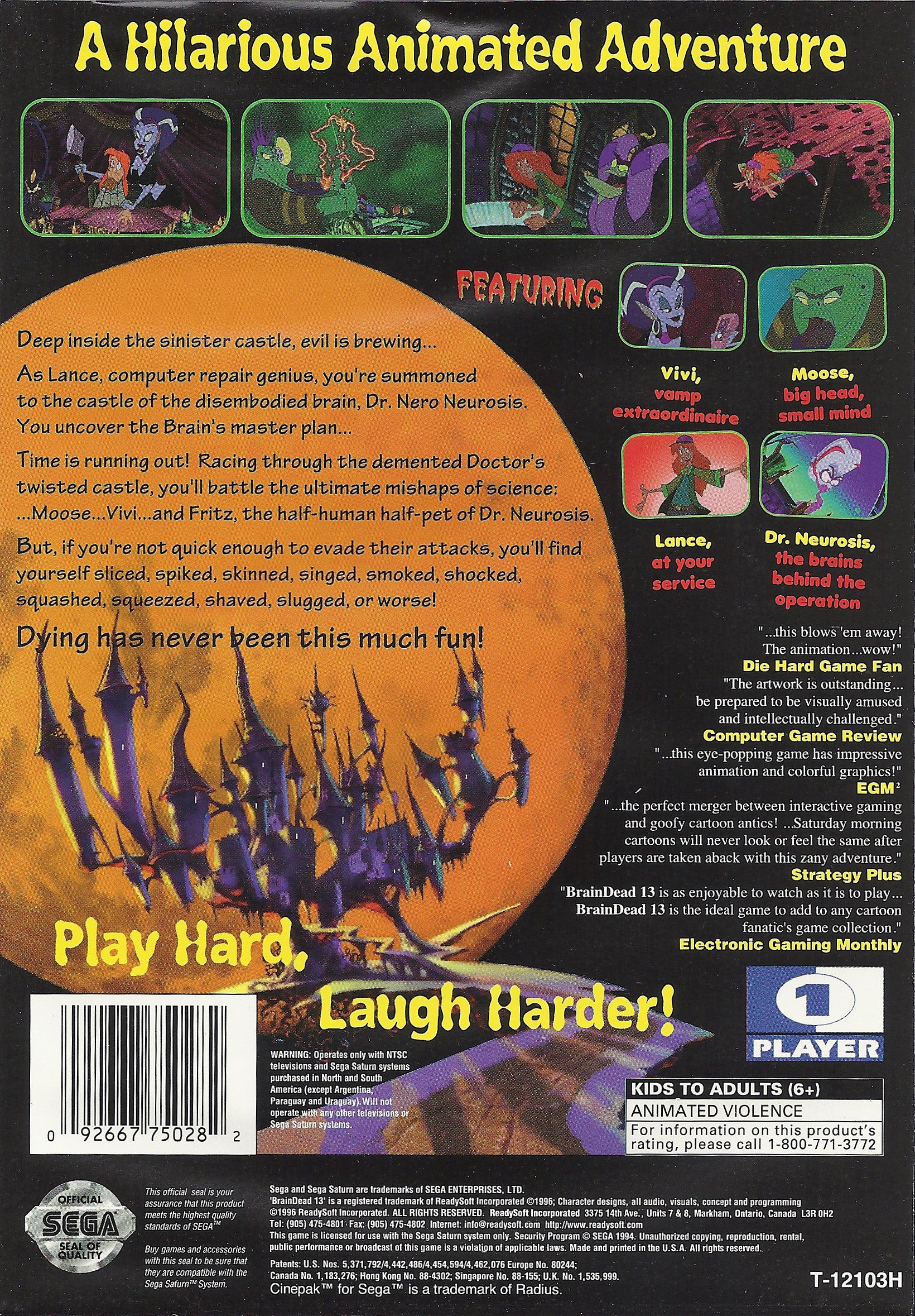 Brain Dead 13 Saturn - Video Game - Used - CaveGamers - Image 2