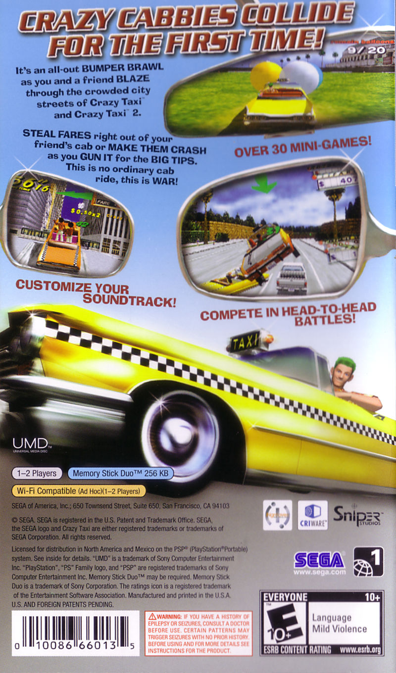 Crazy Taxi Fare Wars PSP - Video Game - Used - CaveGamers - Image 2