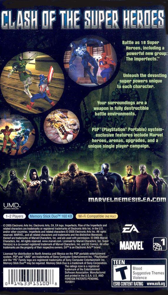 Marvel Nemesis Rise of the Imperfects PSP - Video Game - Used - CaveGamers - Image 2
