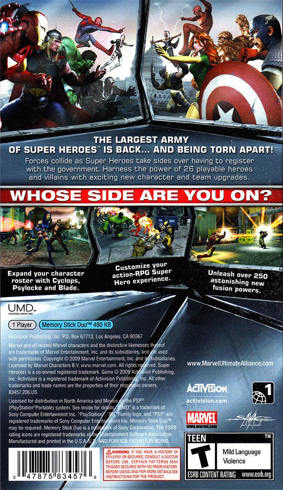 Marvel Ultimate Alliance PSP - Video Game - Used - CaveGamers - Image 2