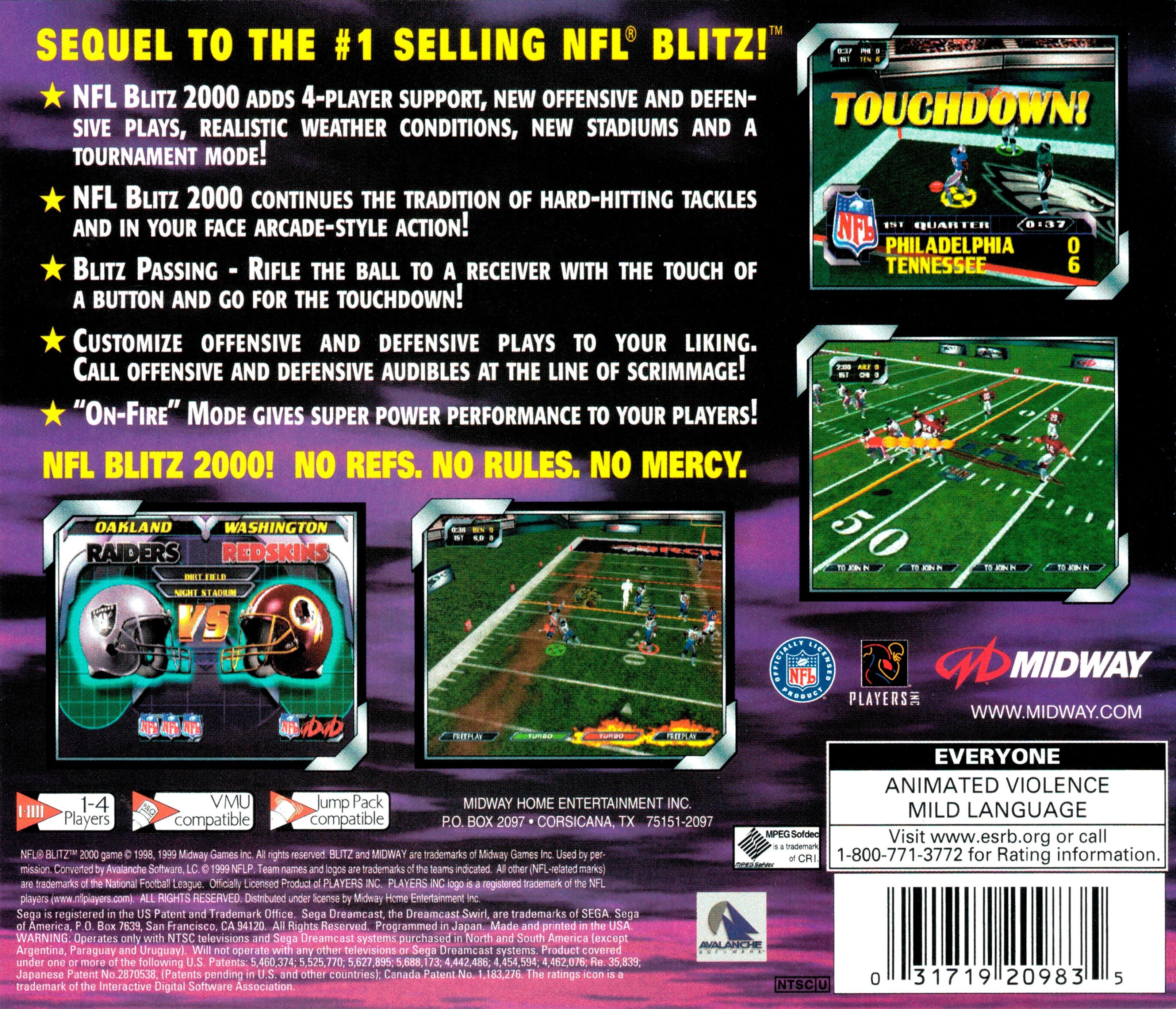 NFL Blitz 2000 DreamCast - Video Game - Used - CaveGamers - Image 2