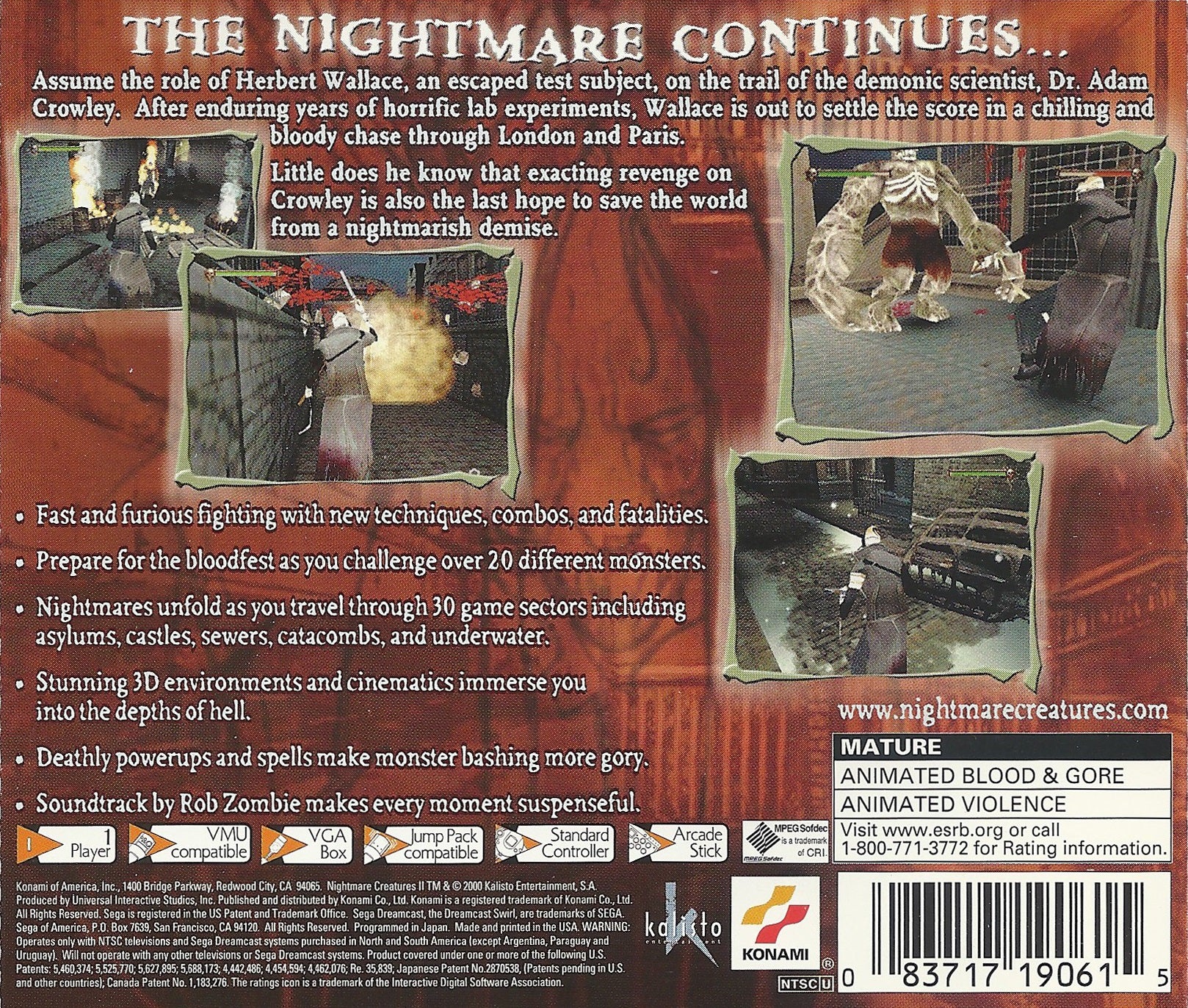 Nightmare Creatures II DreamCast - Video Game - Used - CaveGamers - Image 2