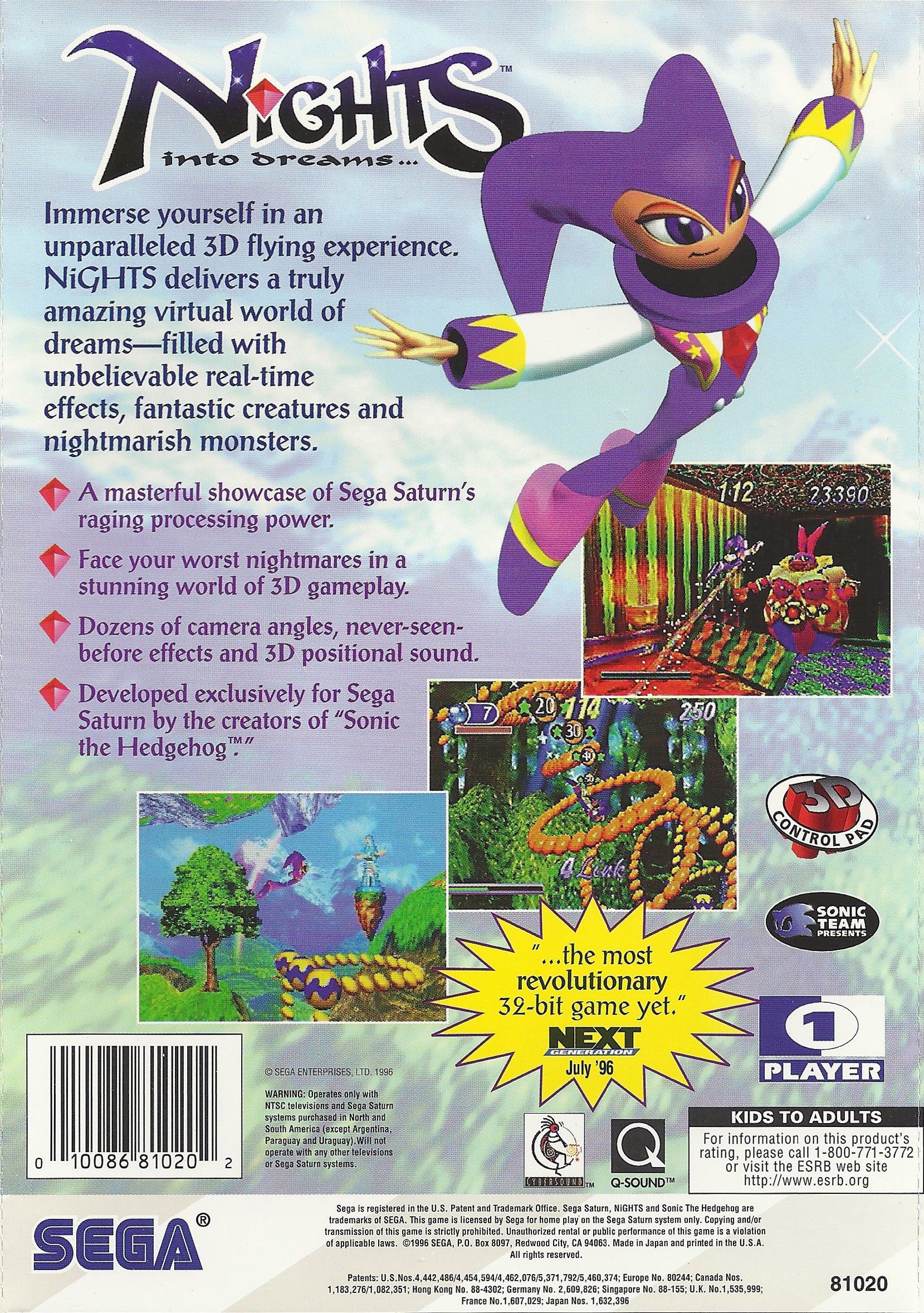 Nights Into Dreams Saturn - Video Game - Used - CaveGamers - Image 2