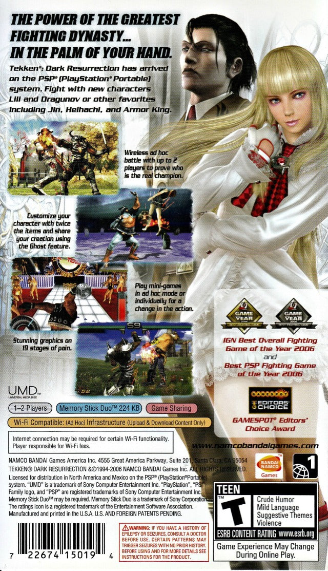 Tekken Dark Resurrection PSP - Video Game - Used - CaveGamers - Image 2