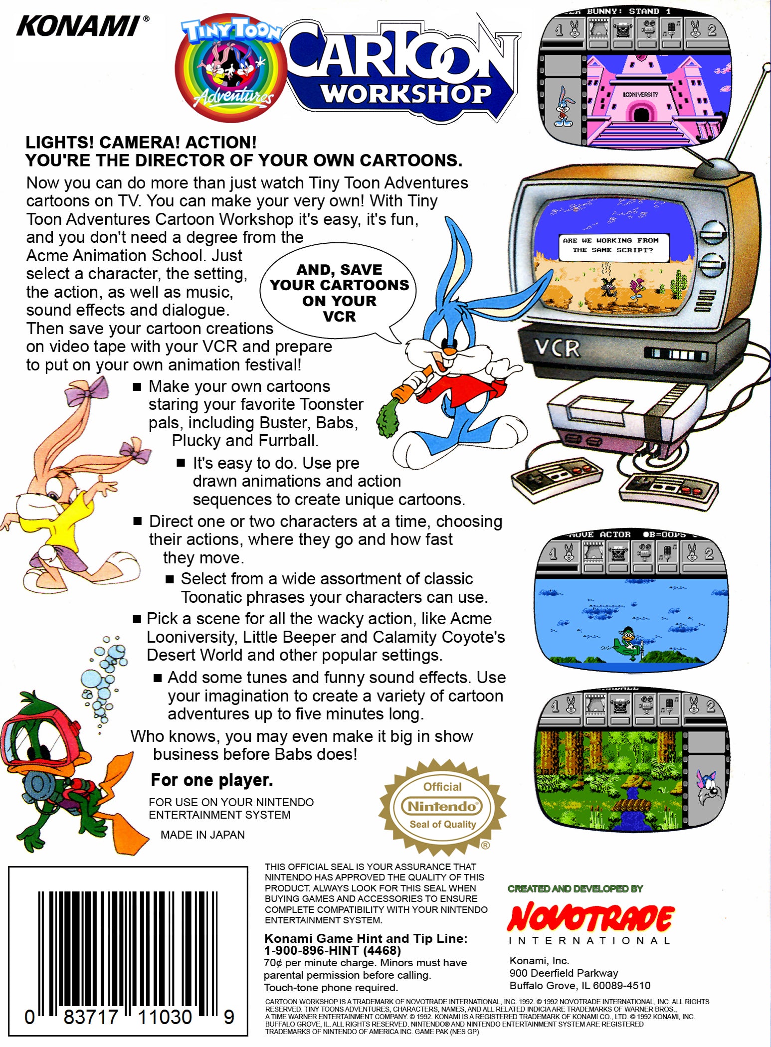 Tiny Toon Adventures Cartoon Workshop NES - Video Game - Used - CaveGamers - Image 2