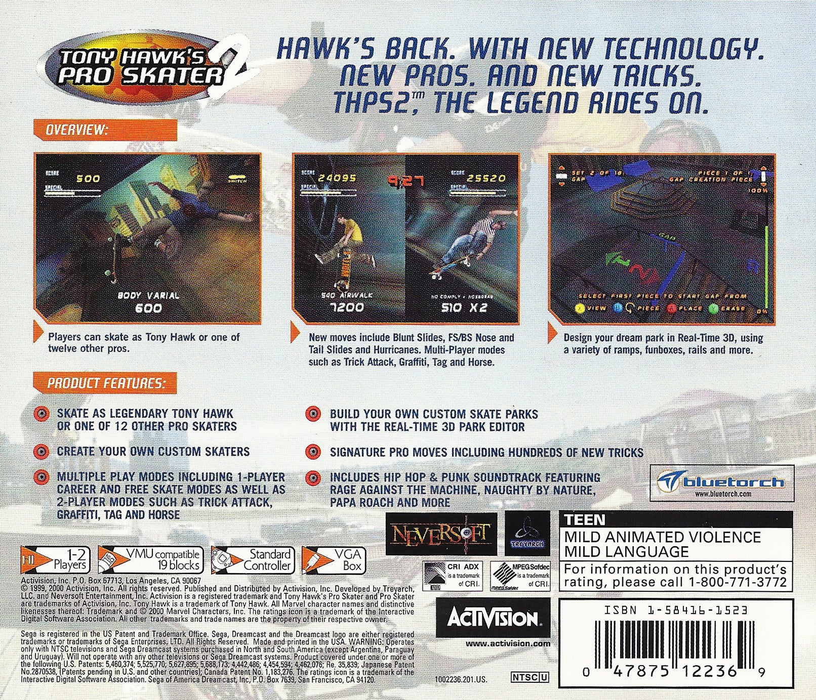 Tony Hawk's Pro Skater 2 DreamCast - Video Game - Used - CaveGamers - Image 2