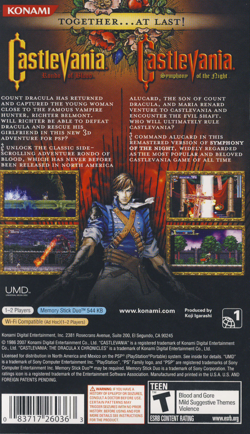 Castlevania Dracula X Chronicles PSP - Video Game - Used - CaveGamers - Image 2