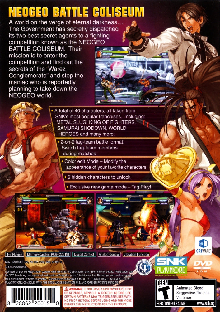 NeoGeo Battle Coliseum PS2 - Video Game - Used - CaveGamers - Image 2