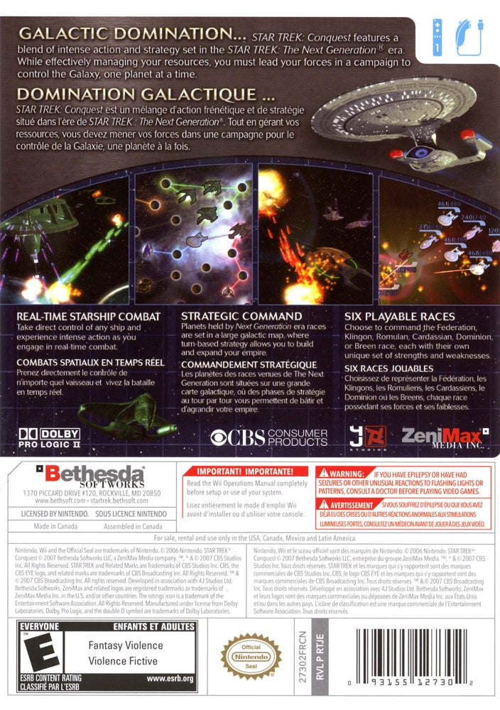 Star Trek Conquest Wii - Video Game - Used - CaveGamers - Image 2