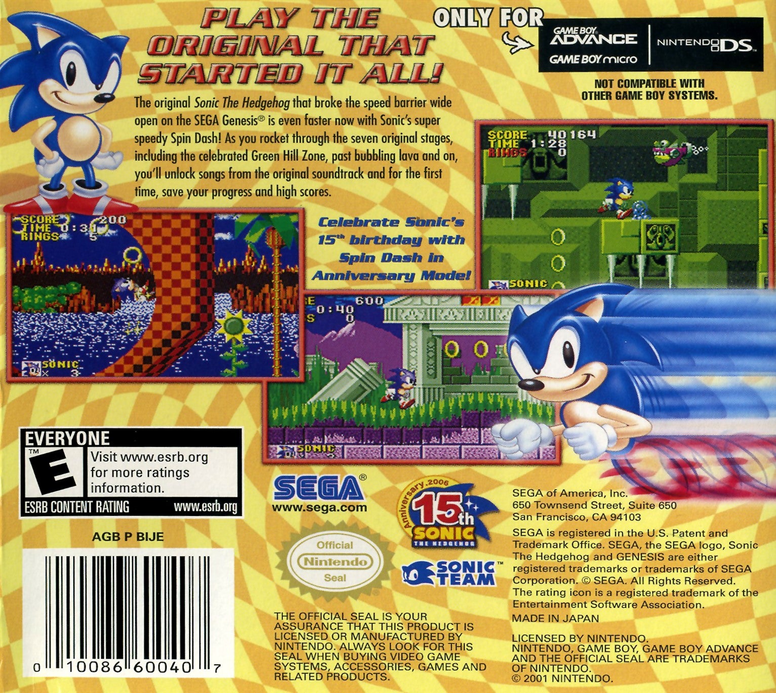 Sonic the Hedgehog Genesis Game Boy Advance - Video Game - Used - CaveGamers - Image 2