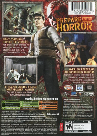 Land of the Dead Road to Fiddler's Green Xbox - Video Game - Used - CaveGamers - Image 2