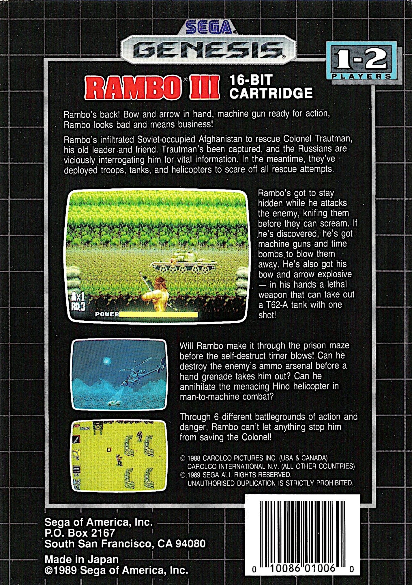 Rambo III Genesis - Video Game - Used - CaveGamers - Image 2