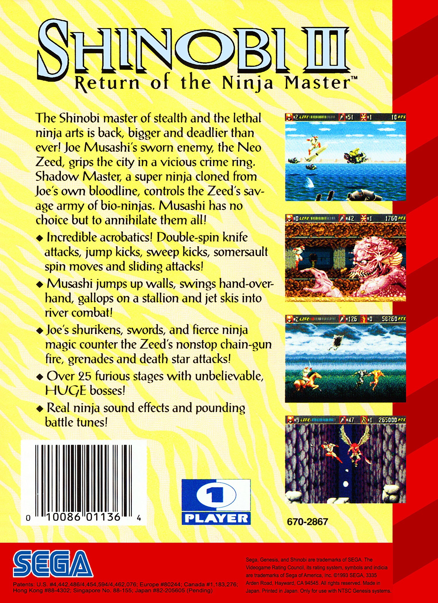 Shinobi III Return of the Ninja Master Genesis - Video Game - Used - CaveGamers - Image 2