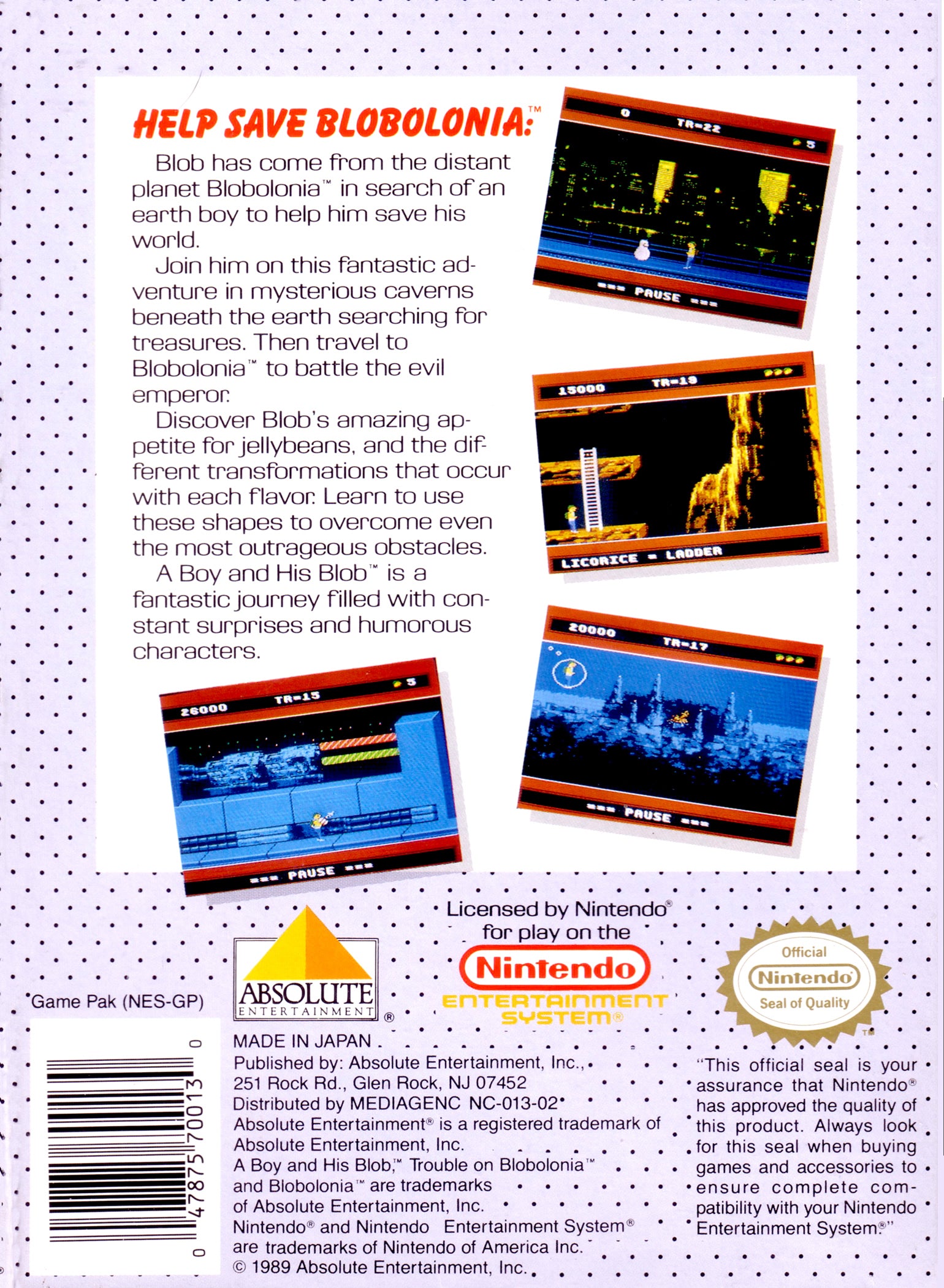 A Boy and His Blob Trouble on Blobolonia NES - Video Game - Used - CaveGamers - Image 2