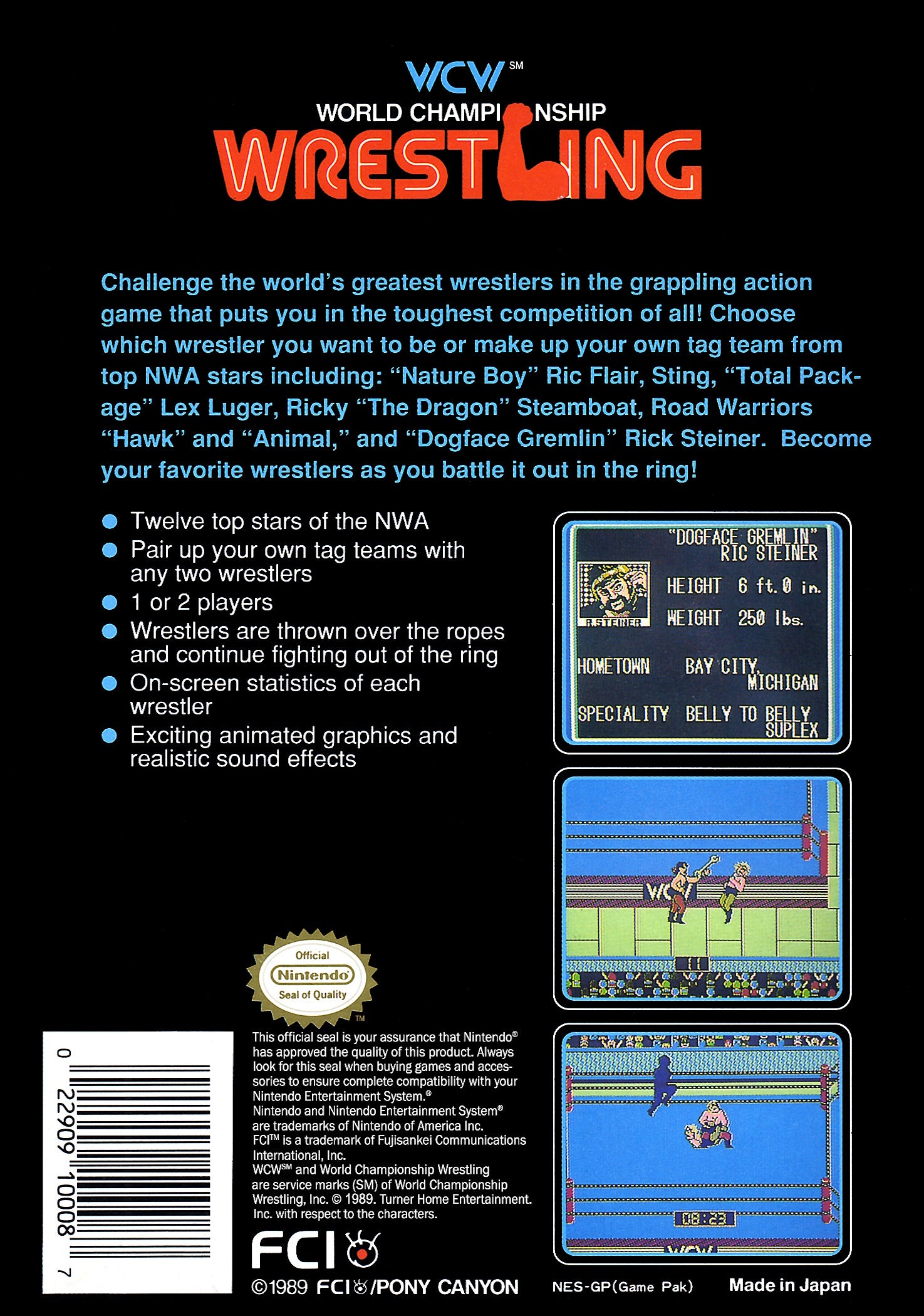 WCW World Championship Wrestling NES - Video Game - Used - CaveGamers - Image 2