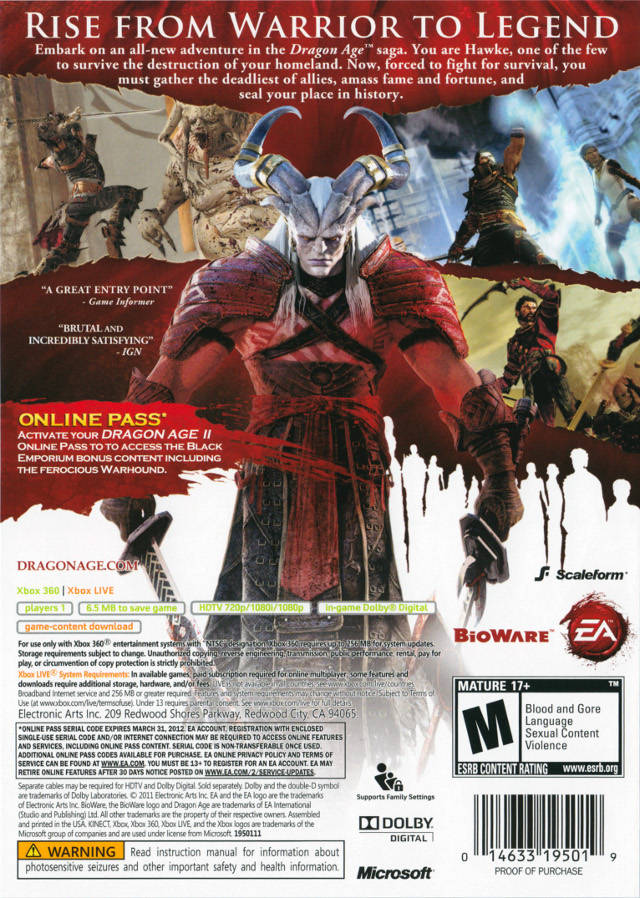 Dragon Age II Xbox 360 - Video Game - Used - CaveGamers - Image 2
