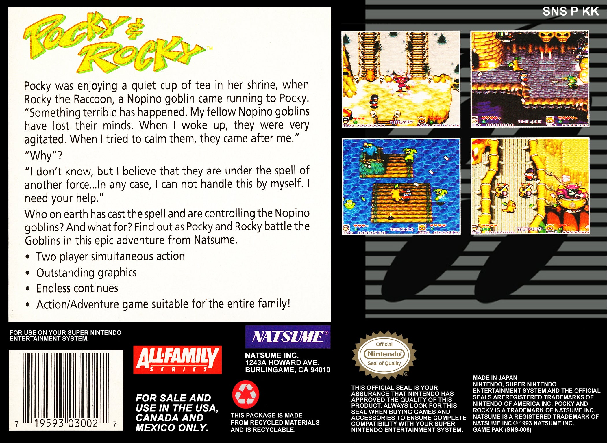 Pocky & Rocky SNES - Video Game - Used - CaveGamers - Image 2