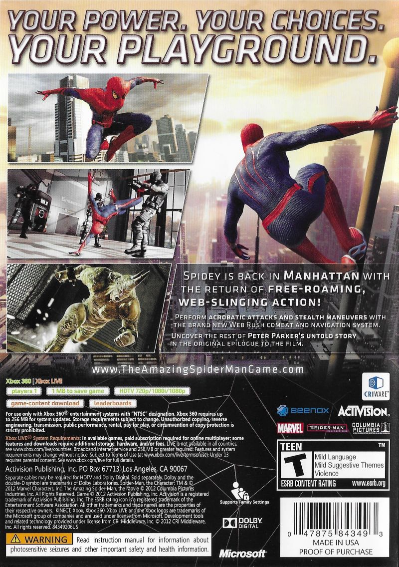 The Amazing Spider-Man Xbox 360 - Video Game - Used - CaveGamers - Image 2