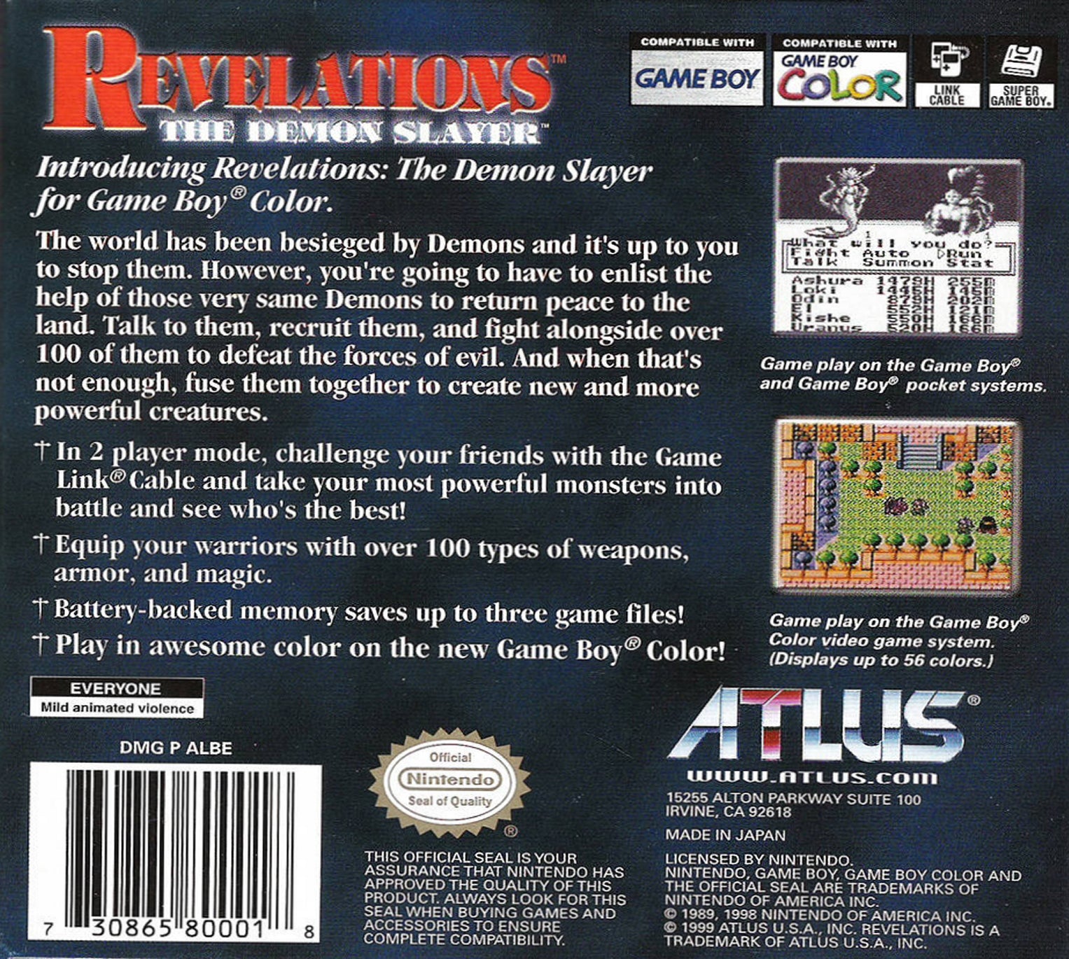 Revelations the Demon Slayer Game Boy Color - Video Game - Used - CaveGamers - Image 2