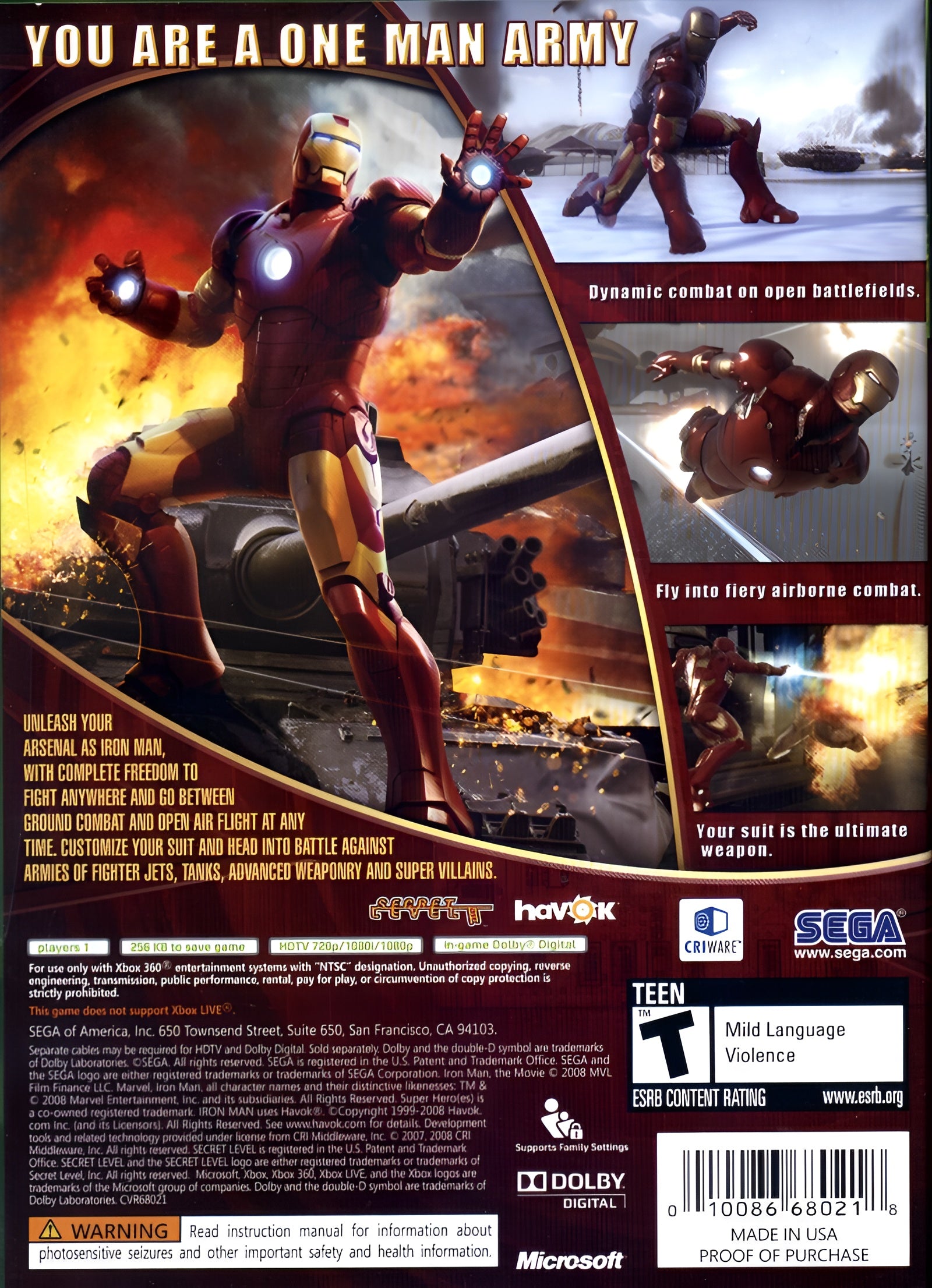 Iron Man Xbox 360 - Video Game - Used - CaveGamers - Image 2