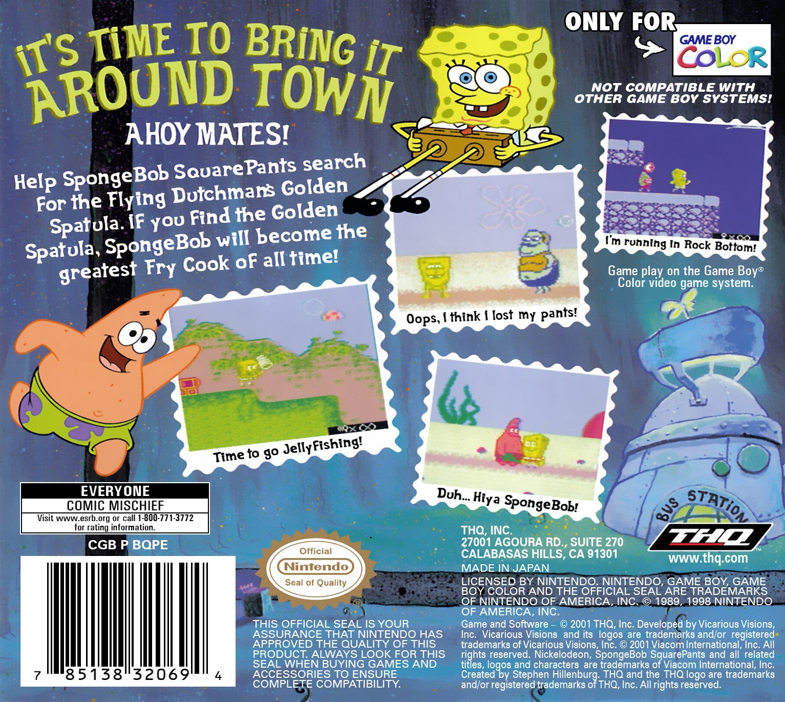 Spongebob Squarepants Legend of the Lost Spatula Game Boy Color - Video Game - Used - CaveGamers - Image 2