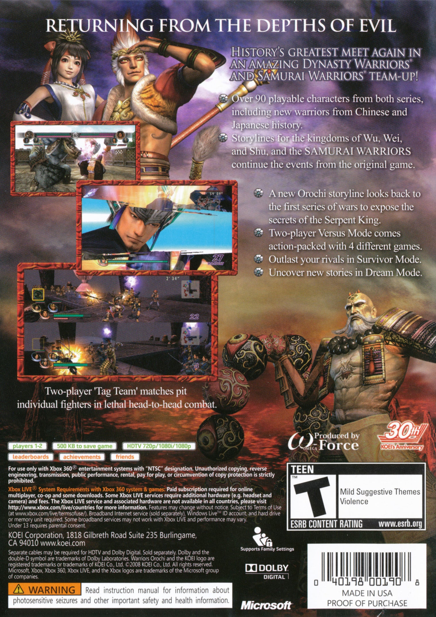 Warriors Orochi 2 Xbox 360 - Video Game - Used - CaveGamers - Image 2