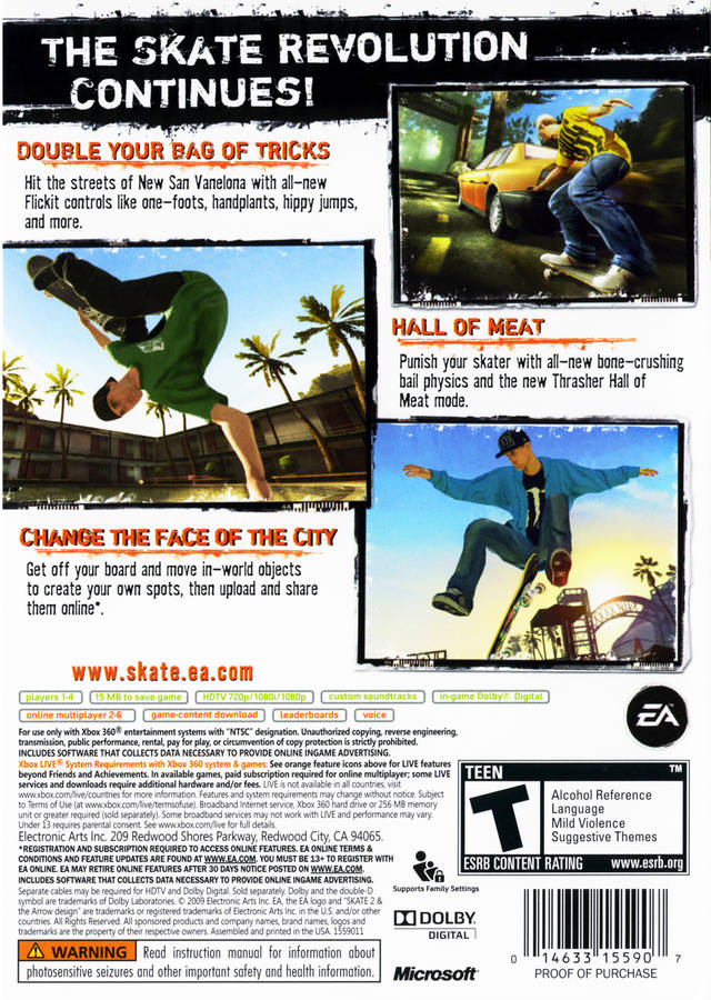 Skate 2 Xbox 360 - Video Game - Used - CaveGamers - Image 2