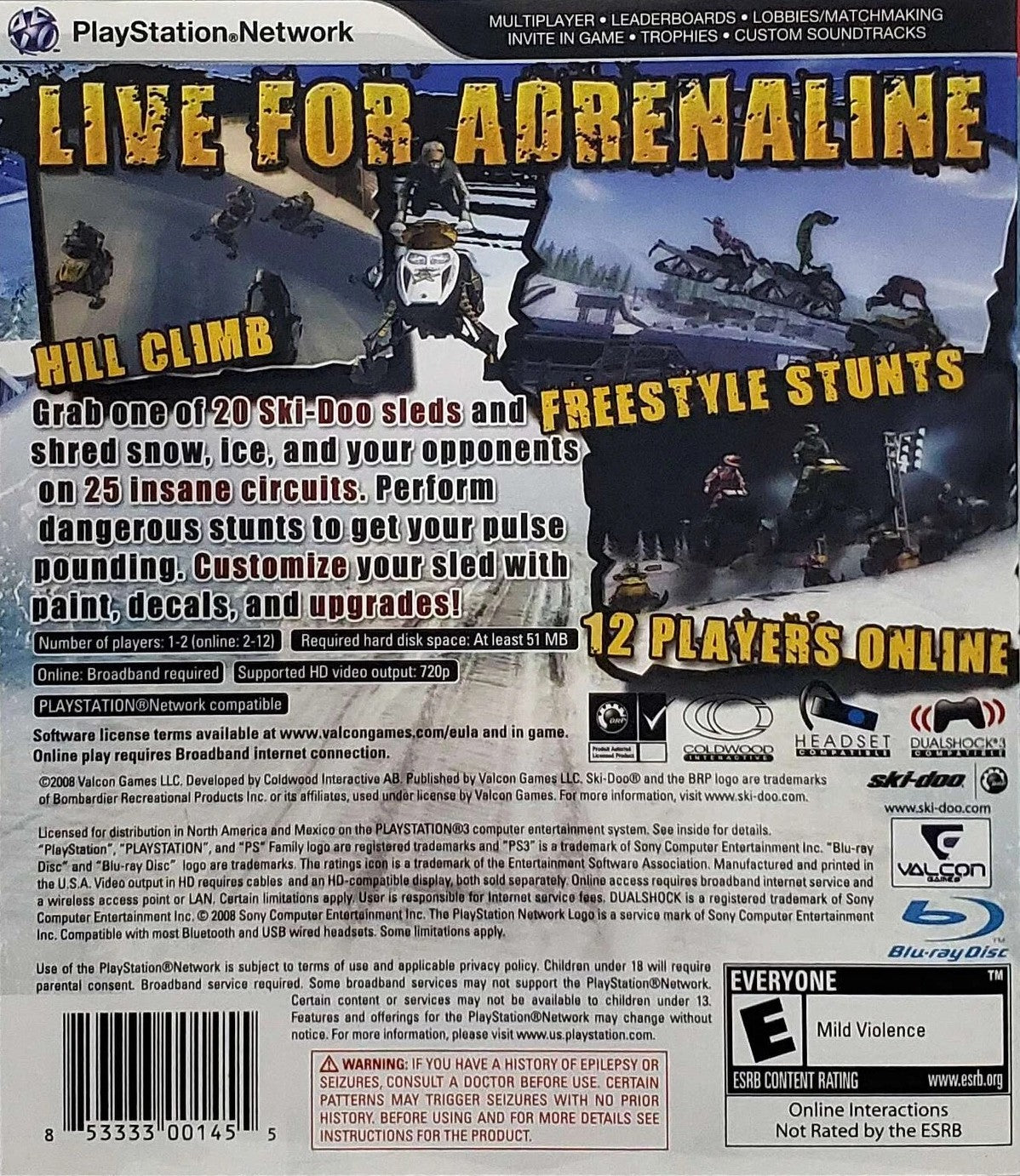 Ski-Doo Snowmobile Challenge PS3 - Video Game - Used - CaveGamers - Image 2