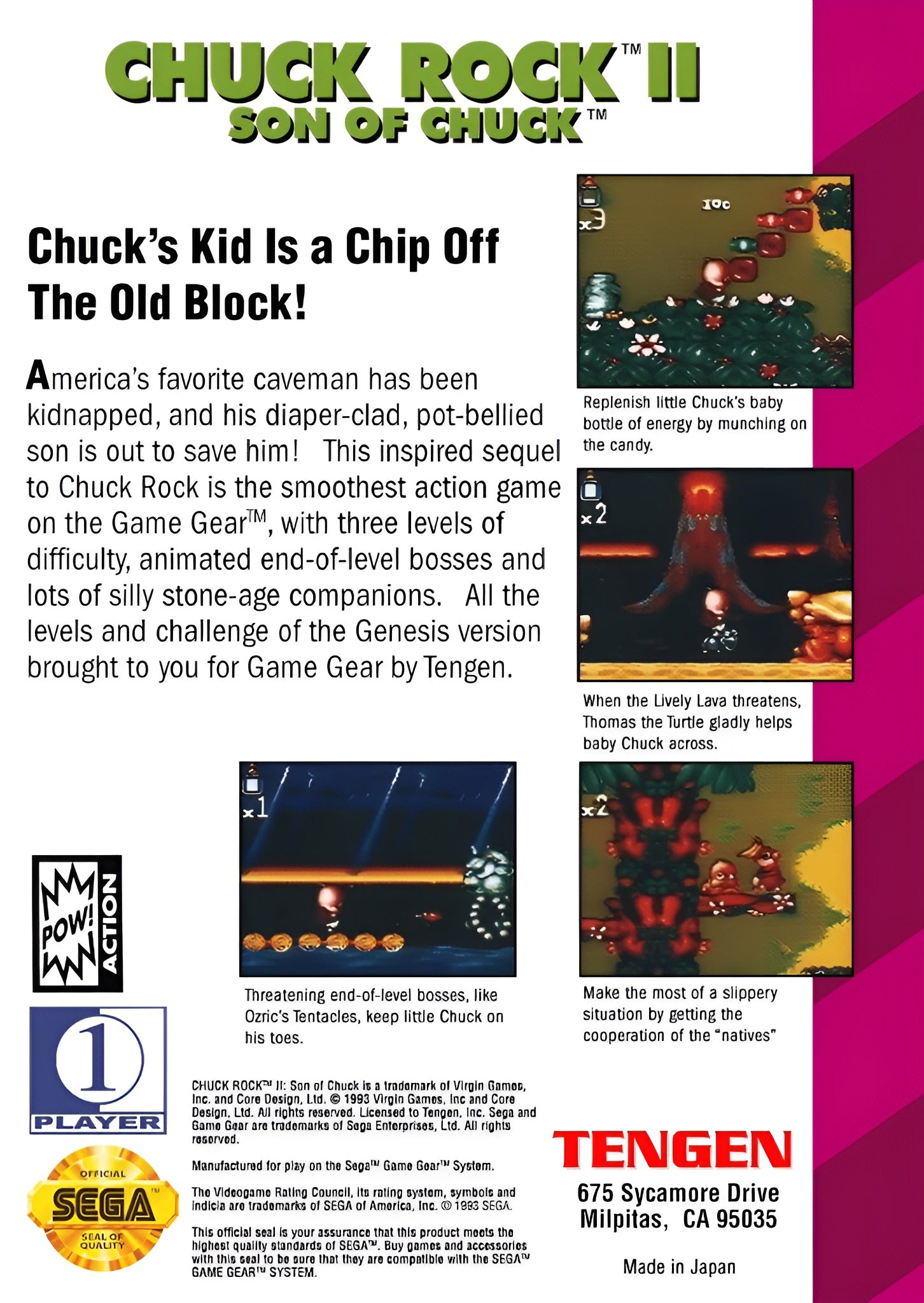 Chuck Rock II Son of Chuck GameGear - Video Game - Used - CaveGamers - Image 2