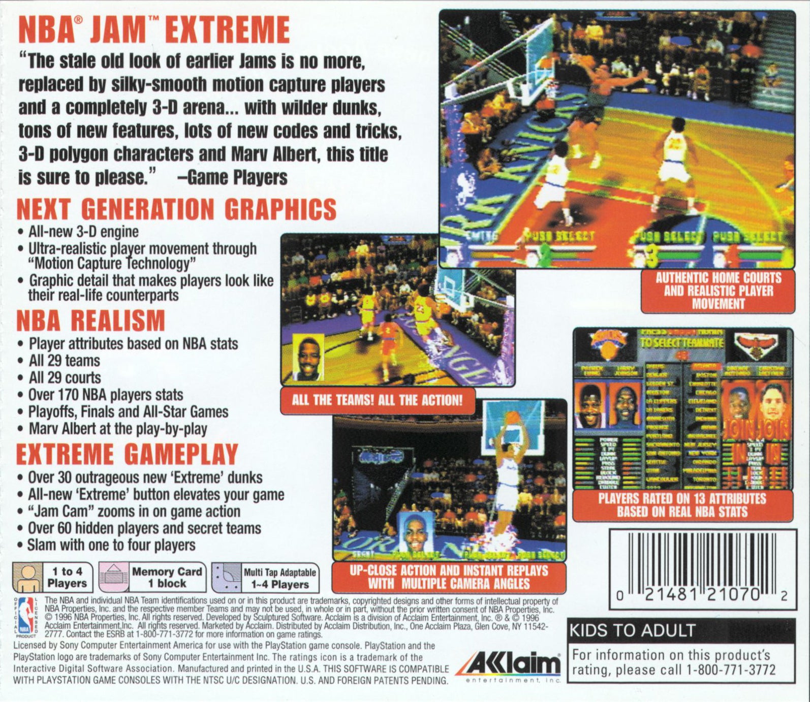 NBA Jam Extreme Playstation - Video Game - Used - CaveGamers - Image 2