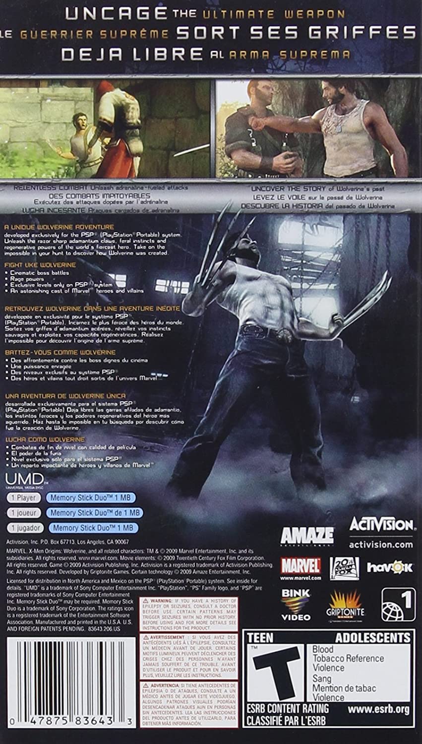 X-Men Origins: Wolverine PSP - Video Game - Used - CaveGamers - Image 2