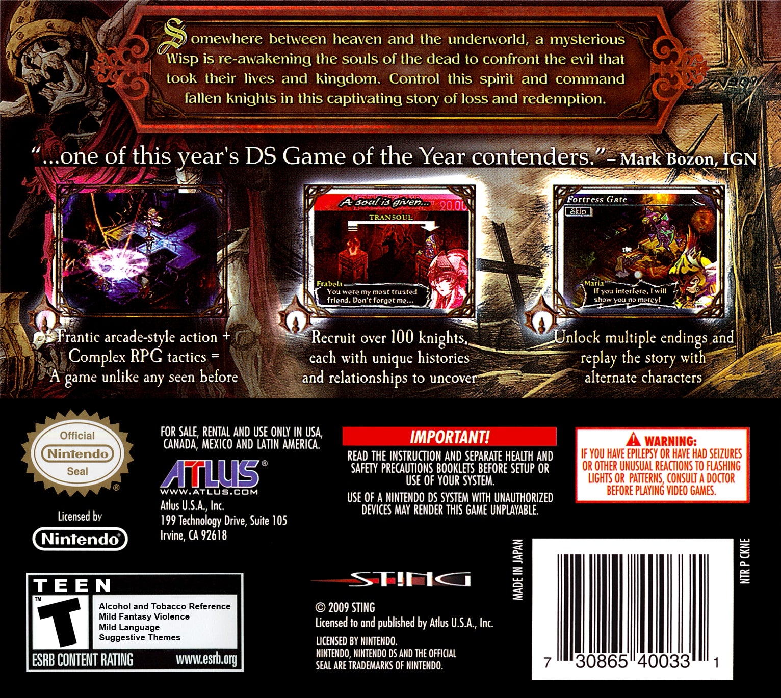 Knights in the Nightmare DS - Video Game - Used - CaveGamers - Image 2