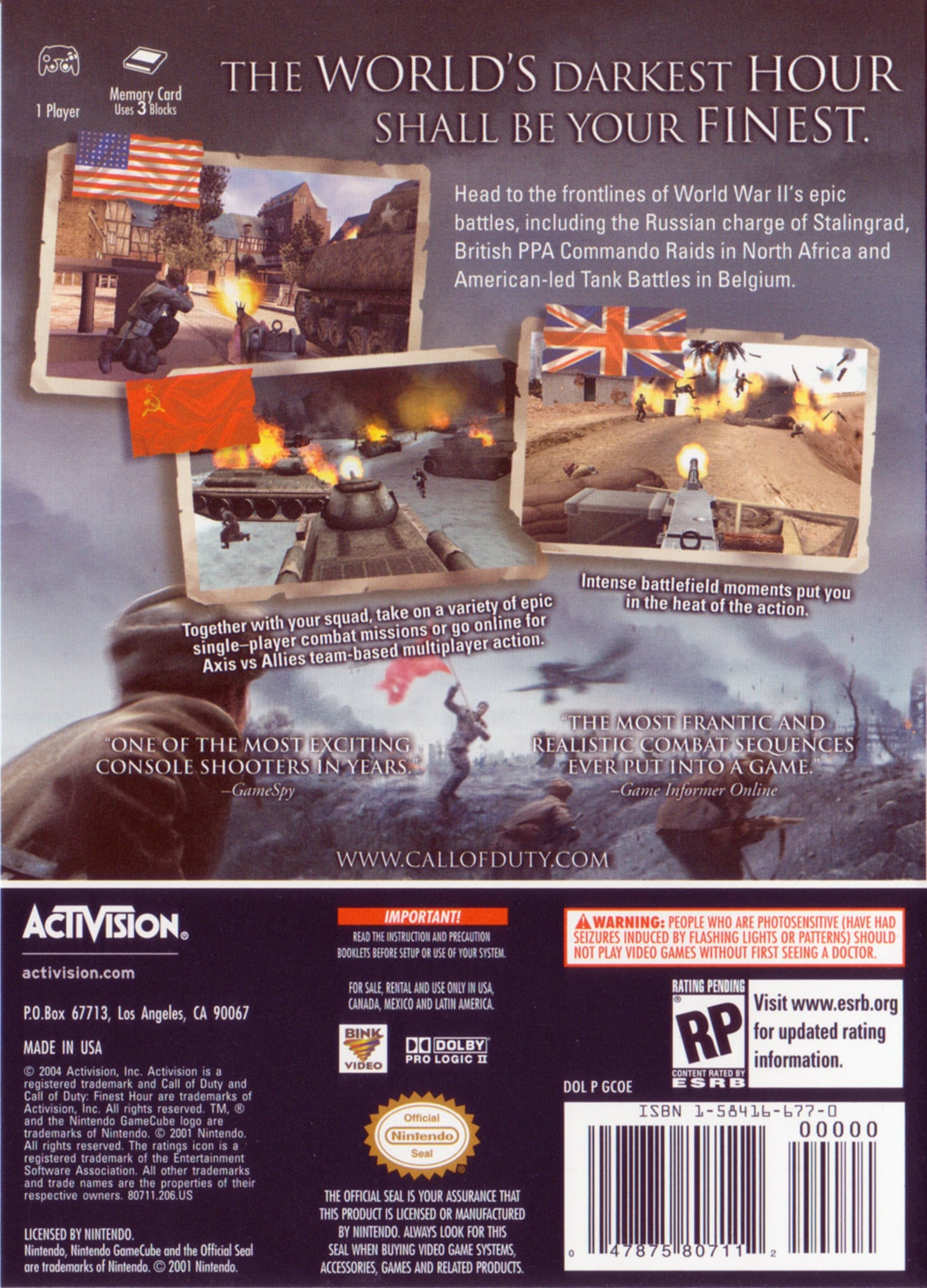 Call of Duty: Finest Hour GameCube - Video Game - Used - CaveGamers - Image 2