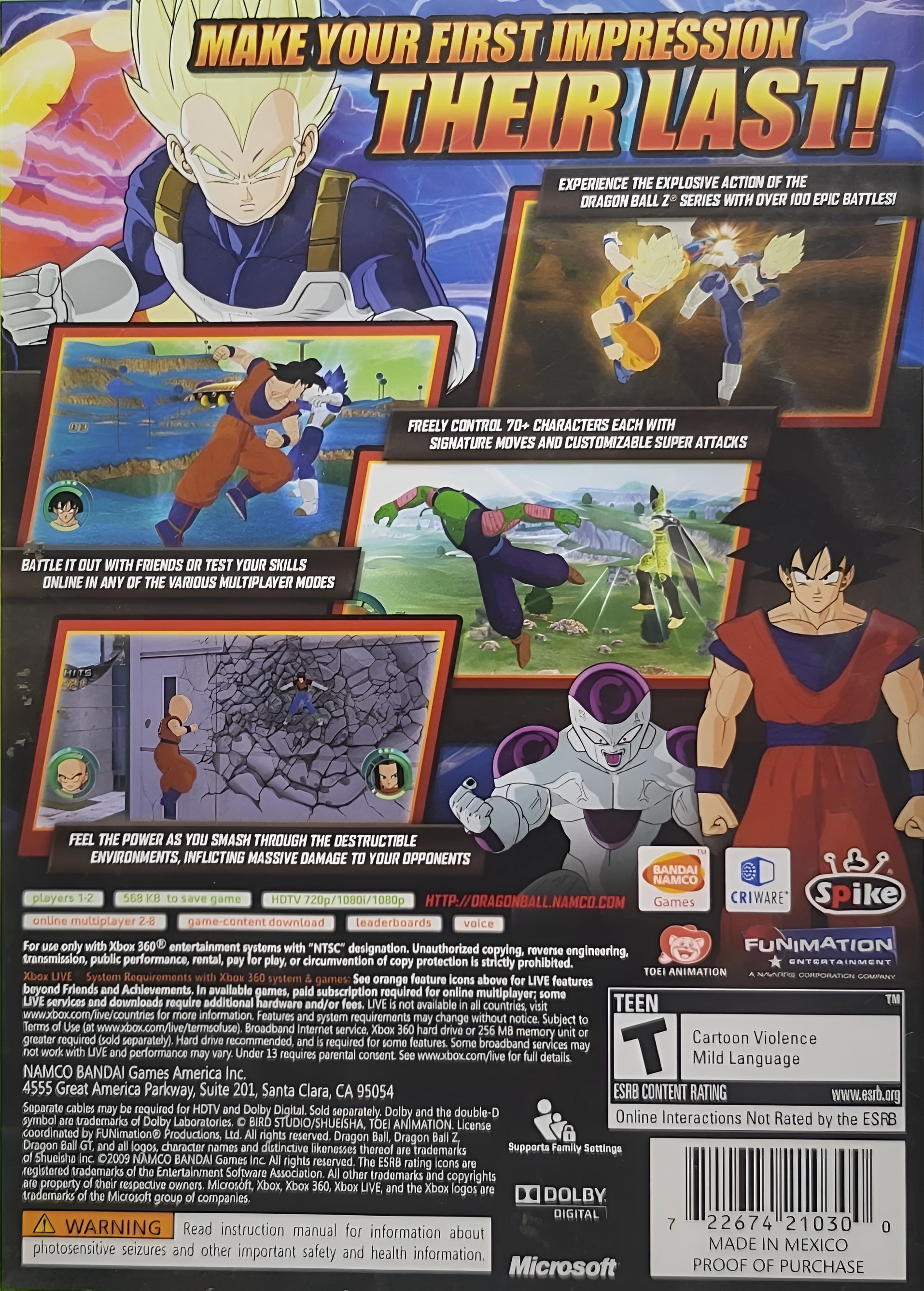 Dragon Ball: Raging Blast Xbox 360 - Video Game - Used - CaveGamers - Image 2
