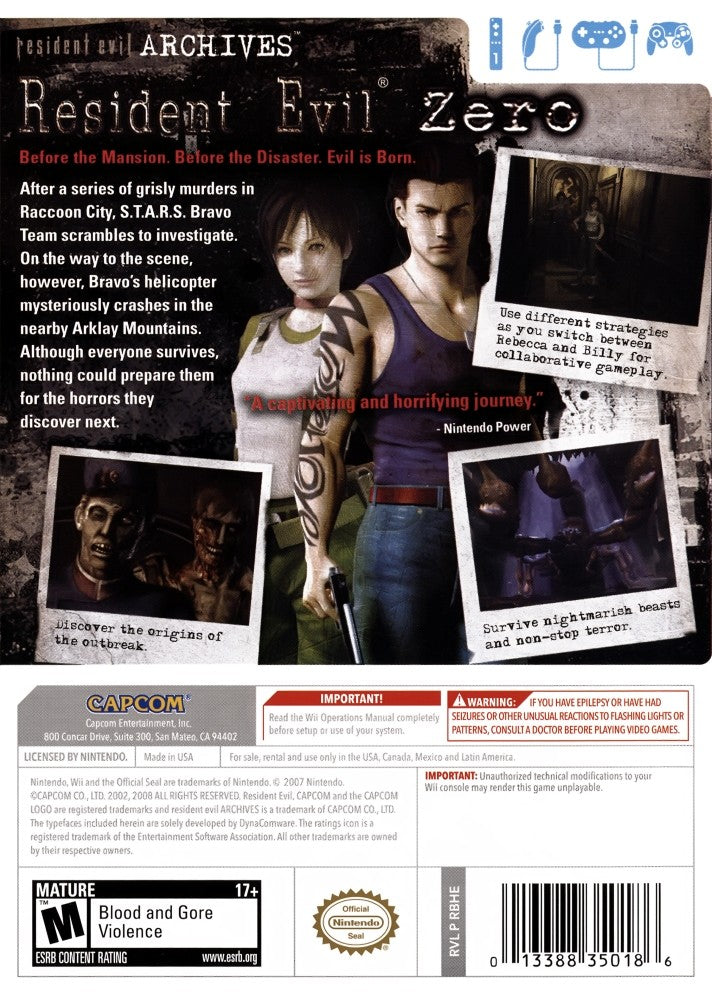 Resident Evil Archives: Resident Evil Zero Wii - Video Game - Used - CaveGamers - Image 2