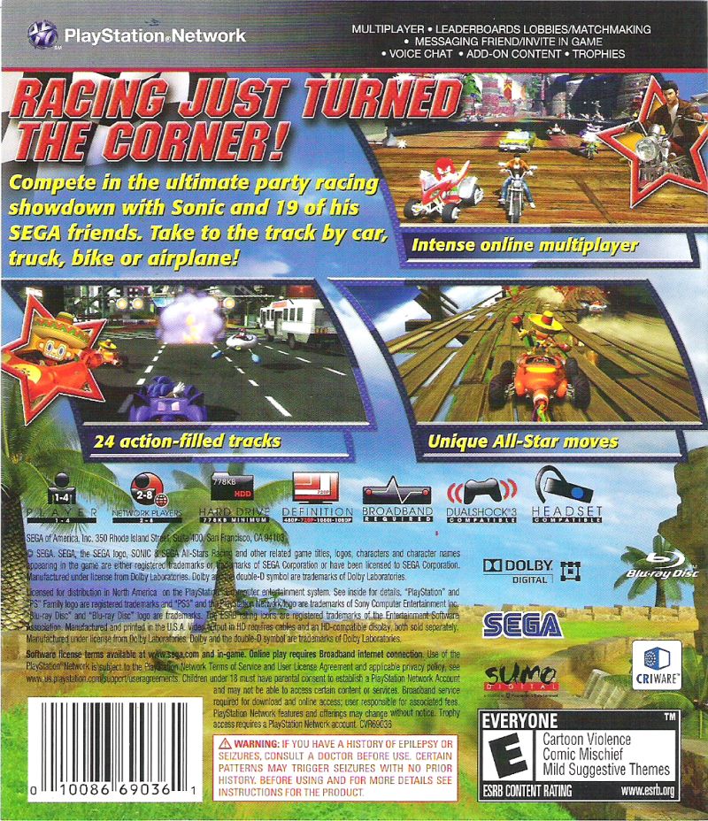 Sonic & SEGA All-Stars Racing PS3 - Video Game - Used - CaveGamers - Image 2