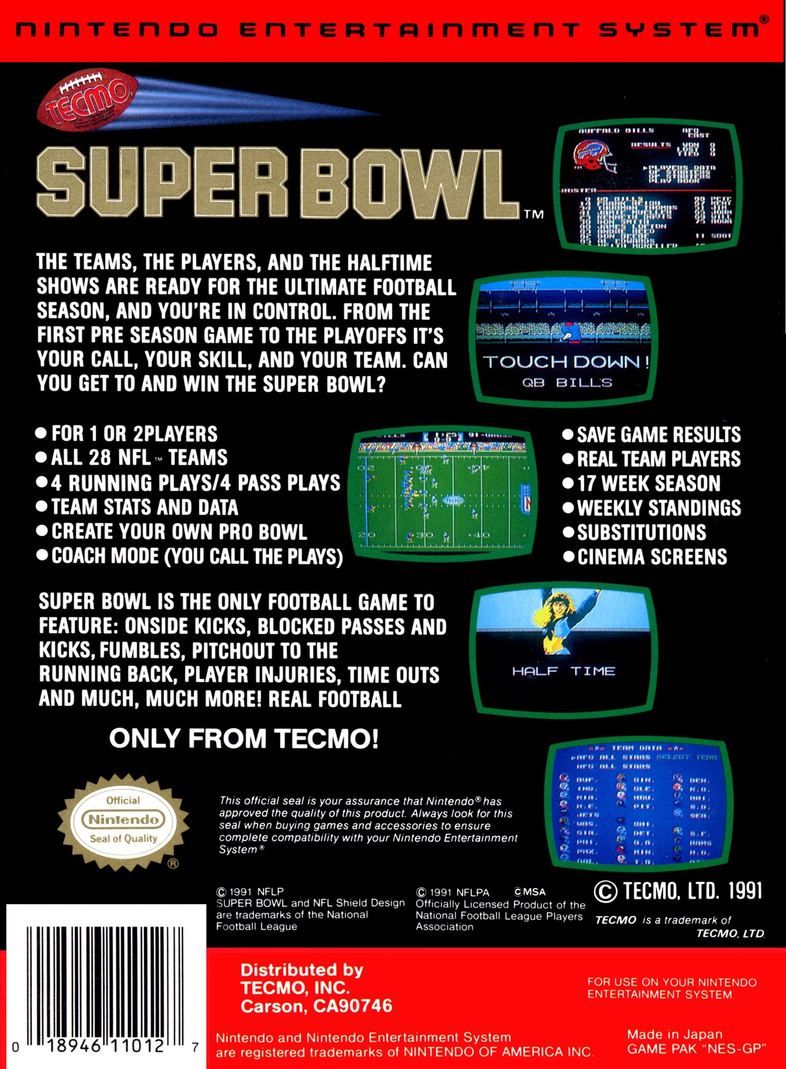 Tecmo Super Bowl NES - Video Game - Used - CaveGamers - Image 2