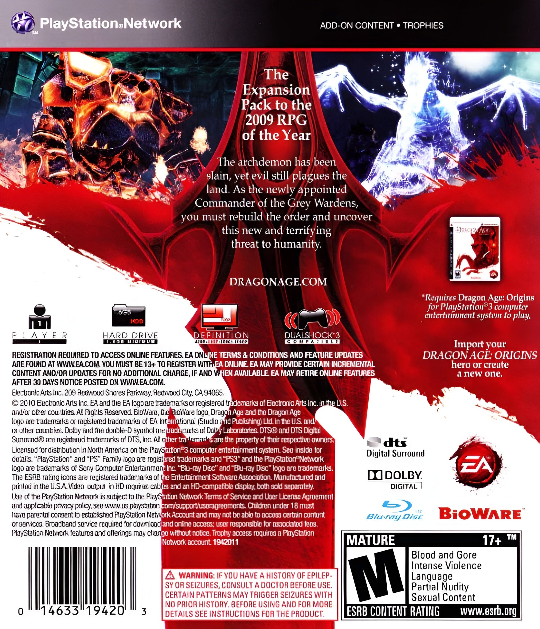 Dragon Age: Origins Awakening Expansion PS3 - Video Game - Used - CaveGamers - Image 2